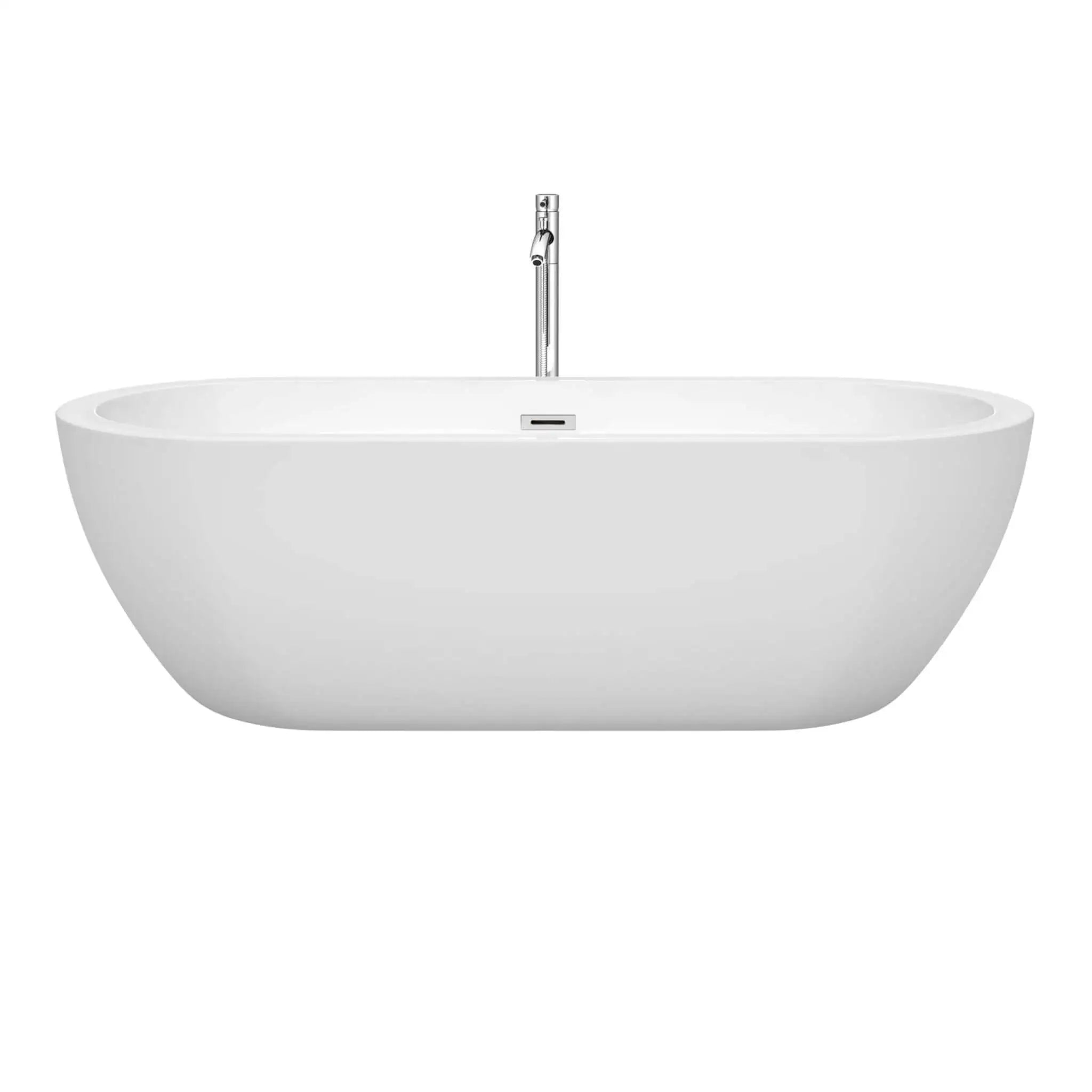 72" White Freestanding Bathtub with Polished Chrome Faucet - Soho by Wyndham (WCOBT100272ATP11PC) image 2