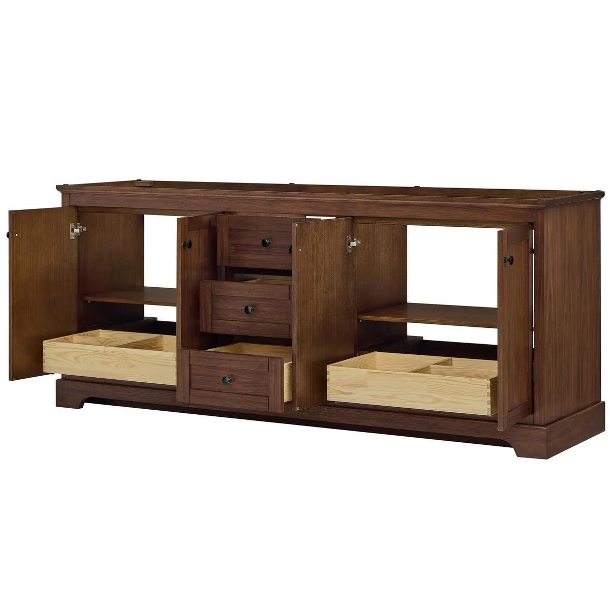 80" Avery Double Bathroom Vanity Dark Walnut Matte Black Trim by wyndham View 42