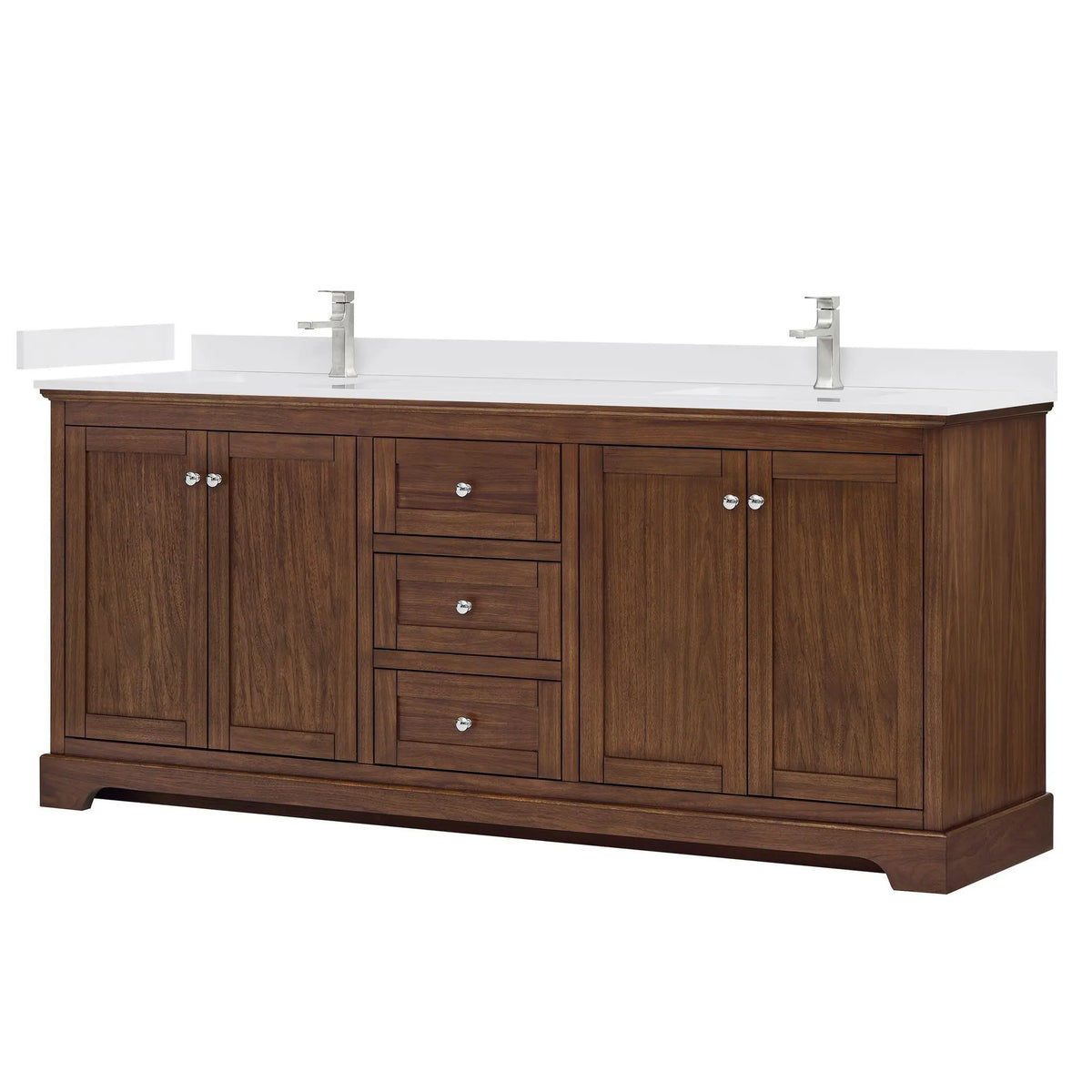 80" Avery Double Bathroom Vanity Dark Walnut Polished Chrome Trim by wyndham View 10