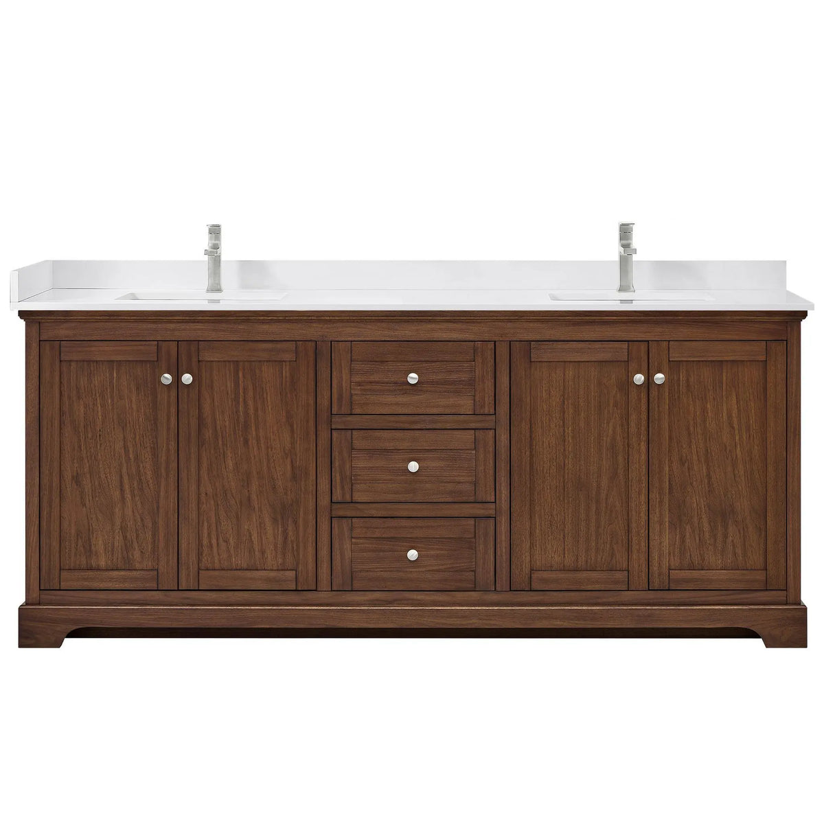 80" Avery Double Bathroom Vanity Dark Walnut Polished Chrome Trim by wyndham View 6