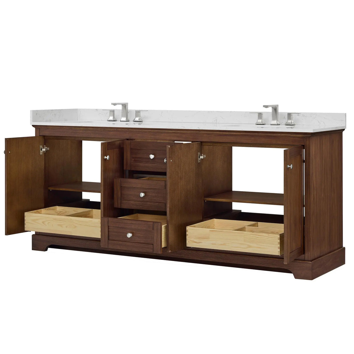 80" Avery Double Bathroom Vanity Dark Walnut Polished Chrome Trim by wyndham View 13