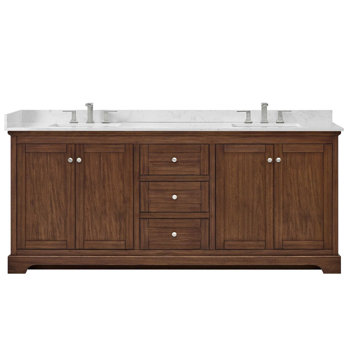 80" Avery Double Bathroom Vanity Dark Walnut Polished Chrome Trim by wyndham View 11