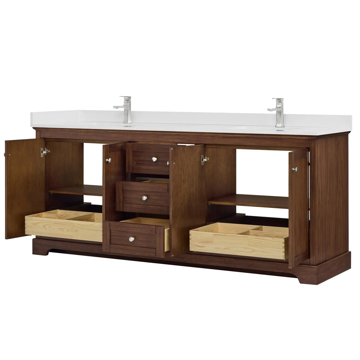 80" Avery Double Bathroom Vanity Dark Walnut Polished Chrome Trim by wyndham View 23