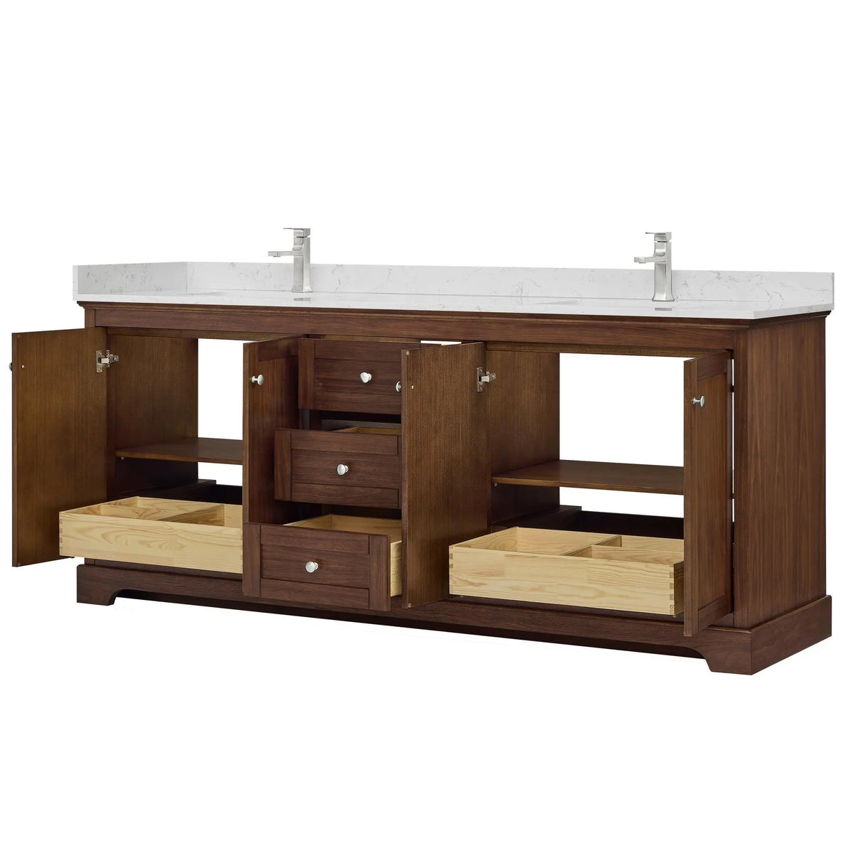 80" Avery Double Bathroom Vanity Dark Walnut Polished Chrome Trim by wyndham View 3