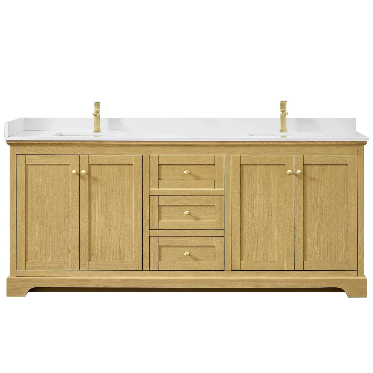 80" Avery Double Bathroom Vanity Honey Oak Brushed Gold Trim by wyndham View 21