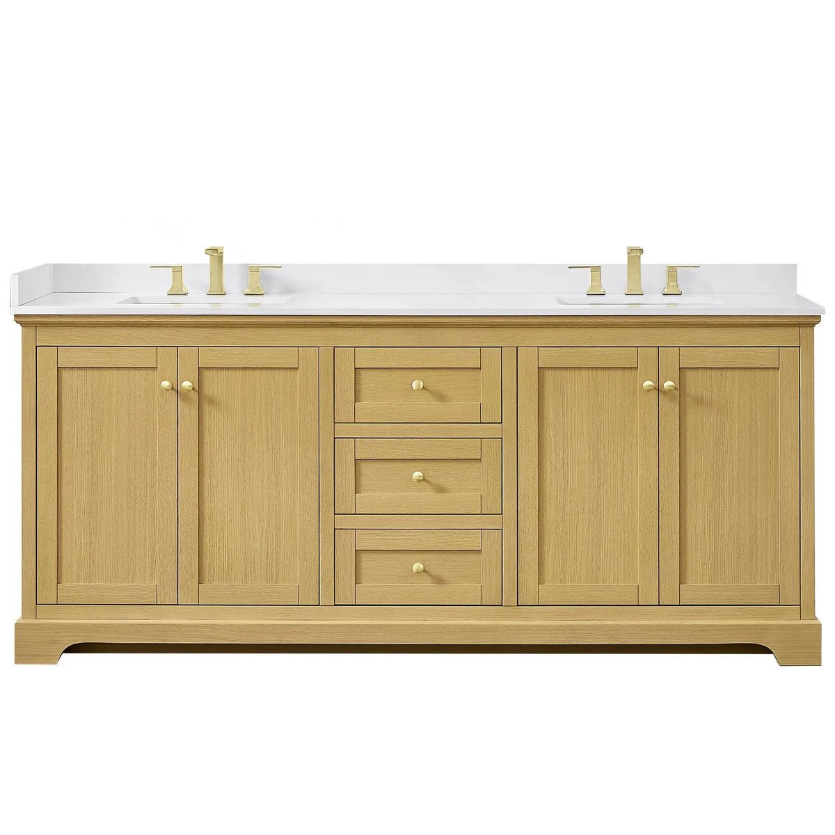 80" Avery Double Bathroom Vanity Honey Oak Brushed Gold Trim by wyndham View 26