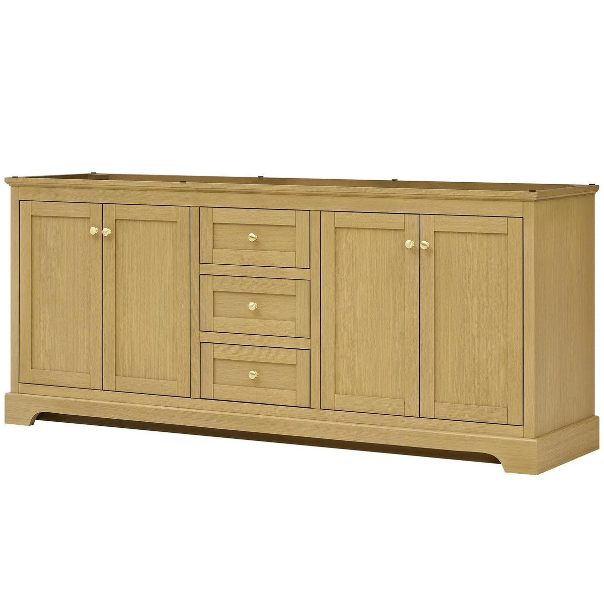 80" Avery Double Bathroom Vanity Honey Oak Brushed Gold Trim by wyndham View 44