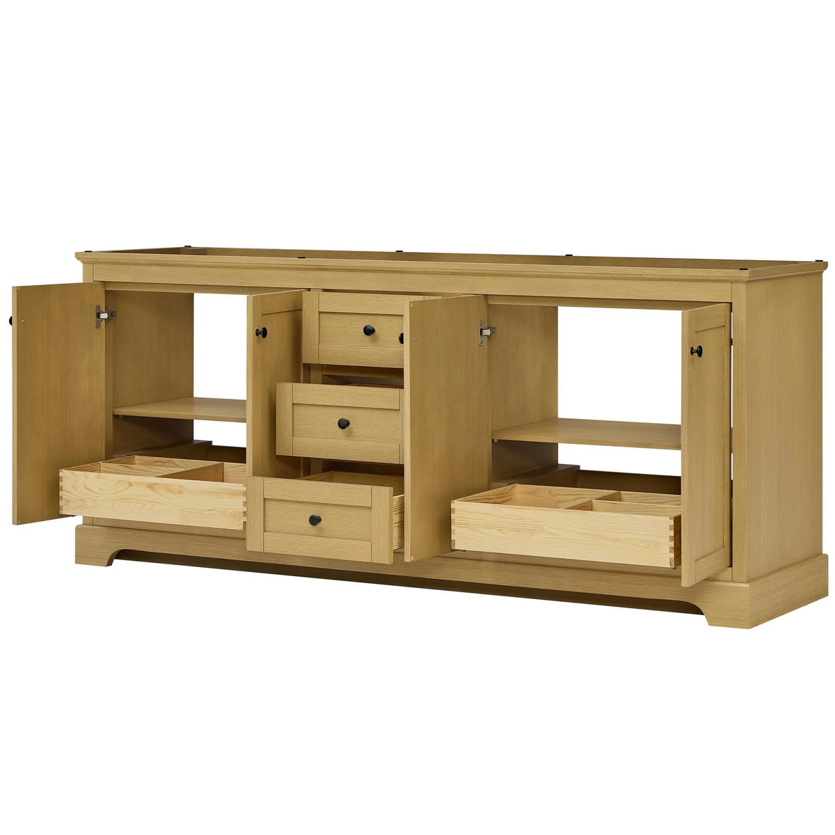 80" Avery Double Bathroom Vanity Honey Oak Matte Black Trim by wyndham View 42