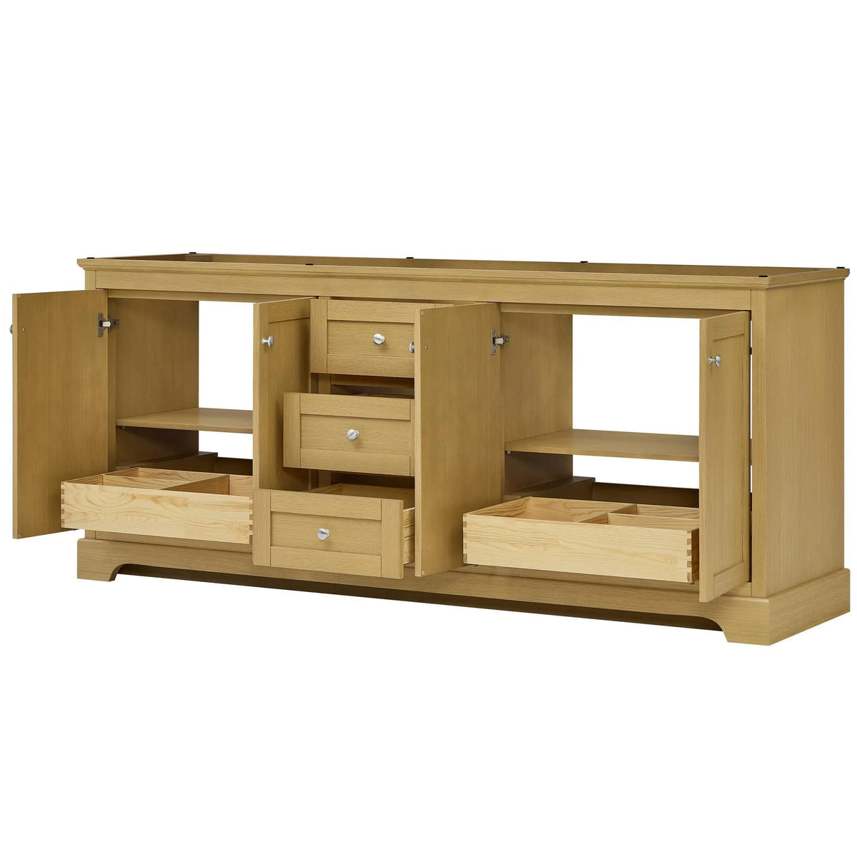 80" Avery Double Bathroom Vanity Honey Oak Polished Chrome Trim by wyndham View 42