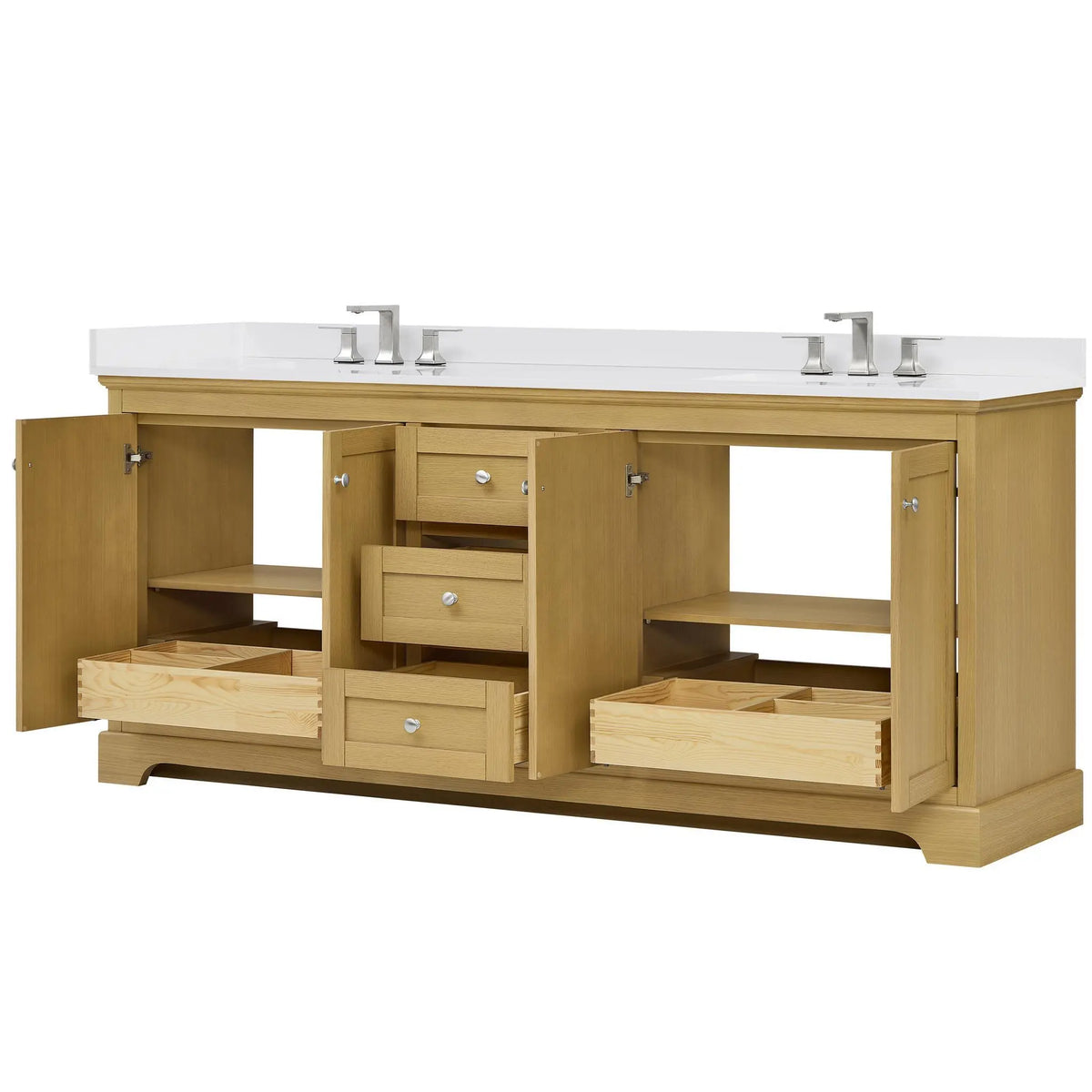 80" Avery Double Bathroom Vanity Honey Oak Polished Chrome Trim by wyndham View 8