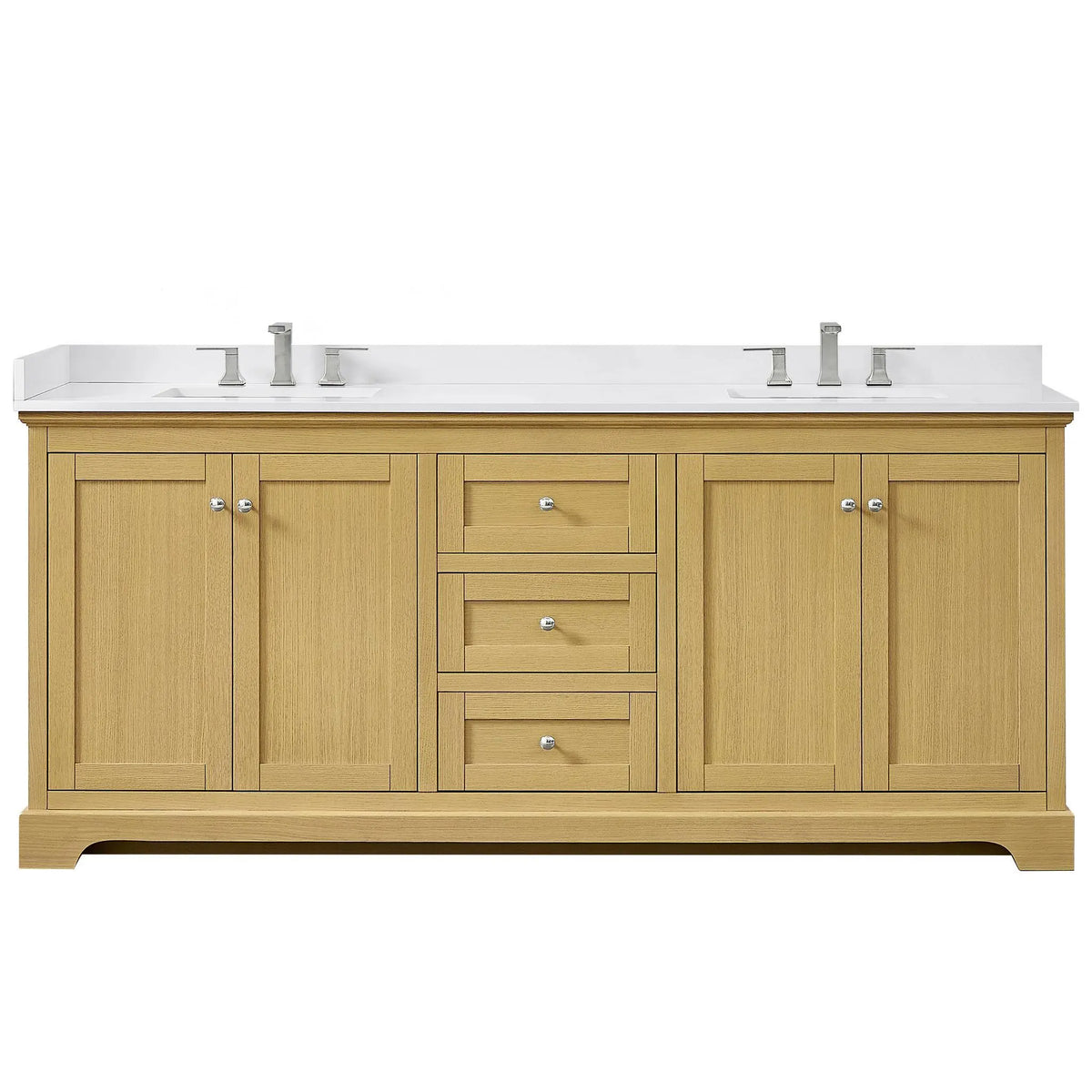 80" Avery Double Bathroom Vanity Honey Oak Polished Chrome Trim by wyndham View 6