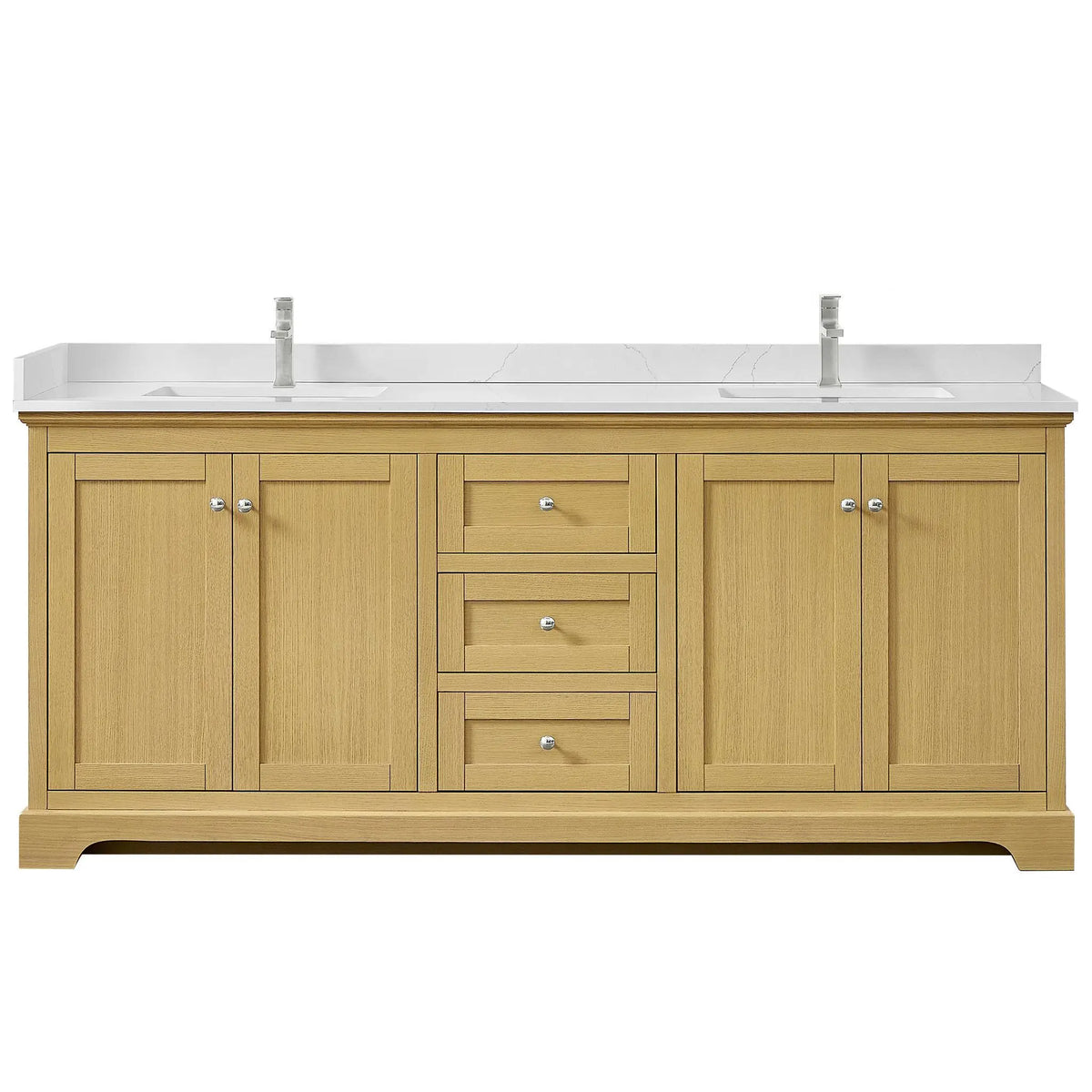 80" Avery Double Bathroom Vanity Honey Oak Polished Chrome Trim by wyndham View 11