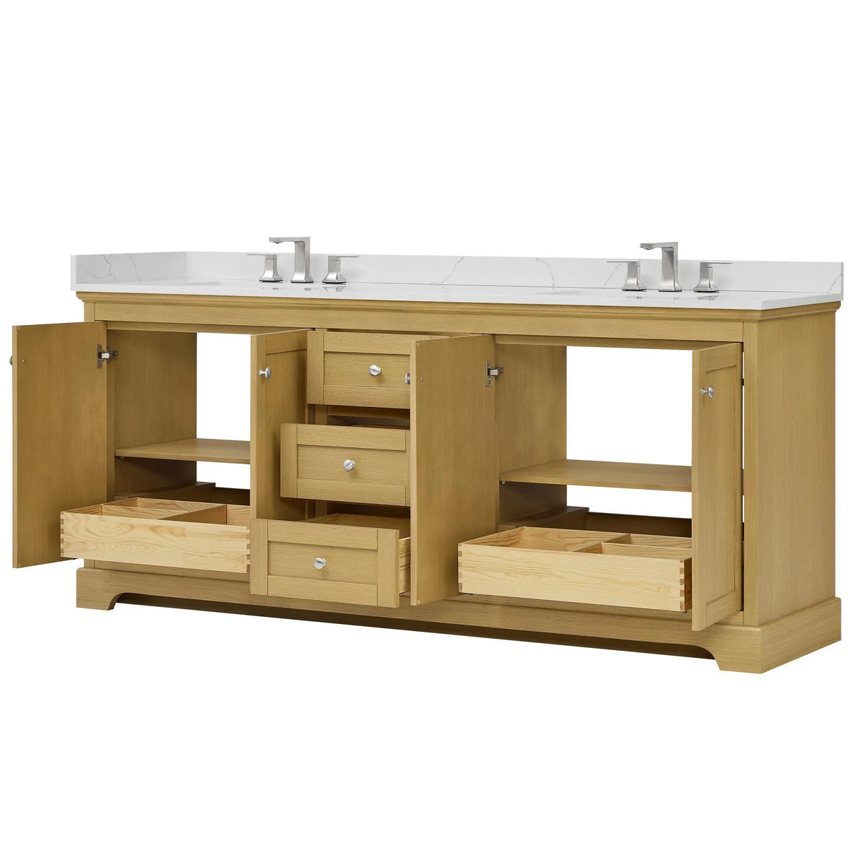 80" Avery Double Bathroom Vanity Honey Oak Polished Chrome Trim by wyndham View 18