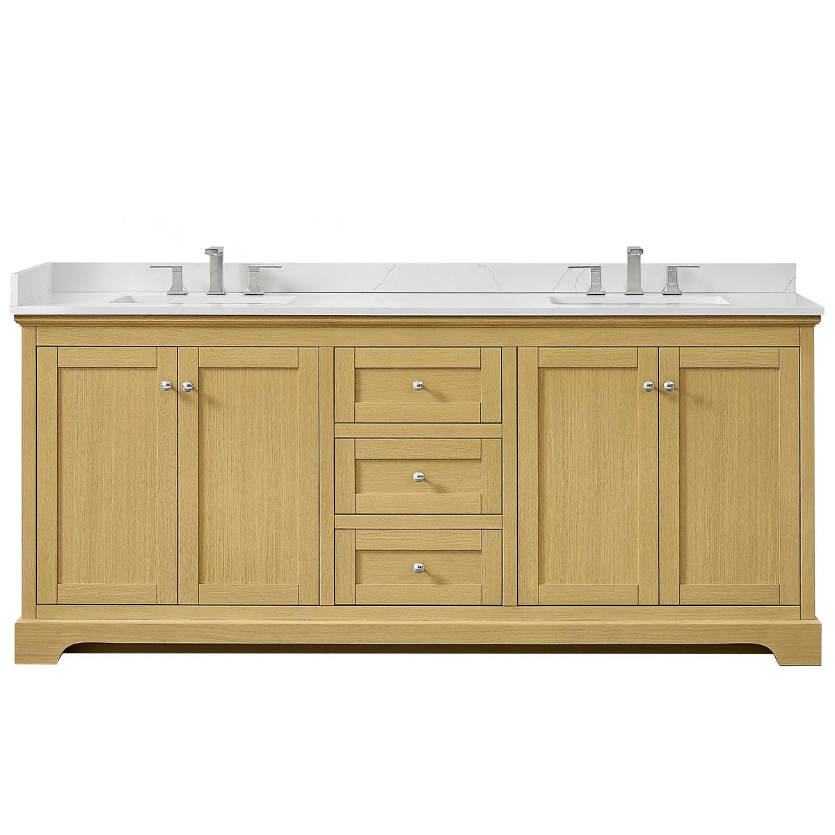 80" Avery Double Bathroom Vanity Honey Oak Polished Chrome Trim by wyndham View 16