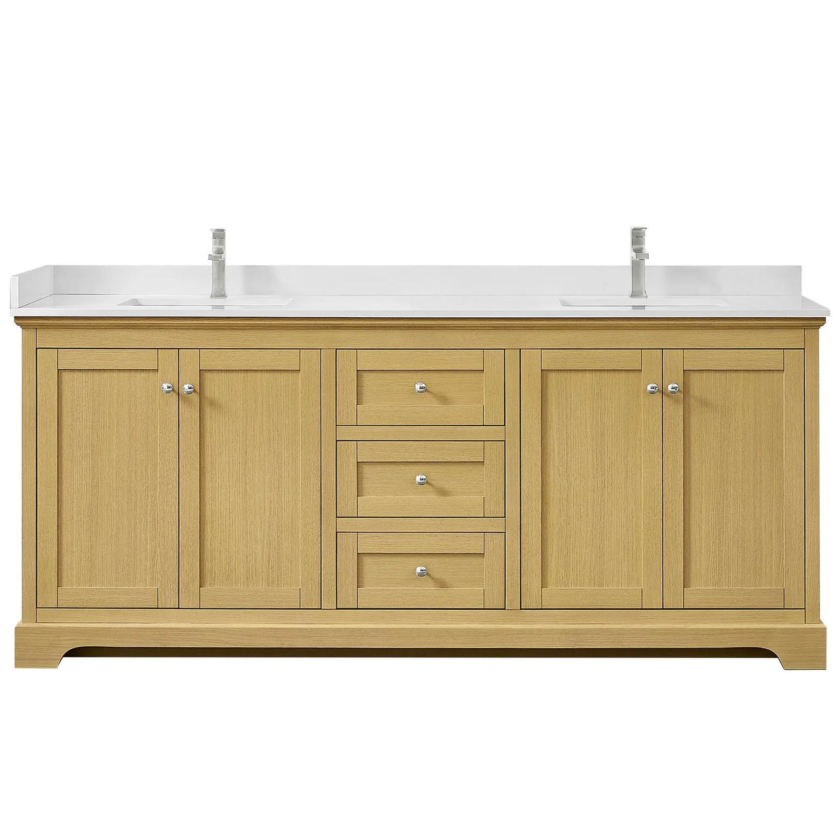 80" Avery Double Bathroom Vanity Honey Oak Polished Chrome Trim by wyndham View 31