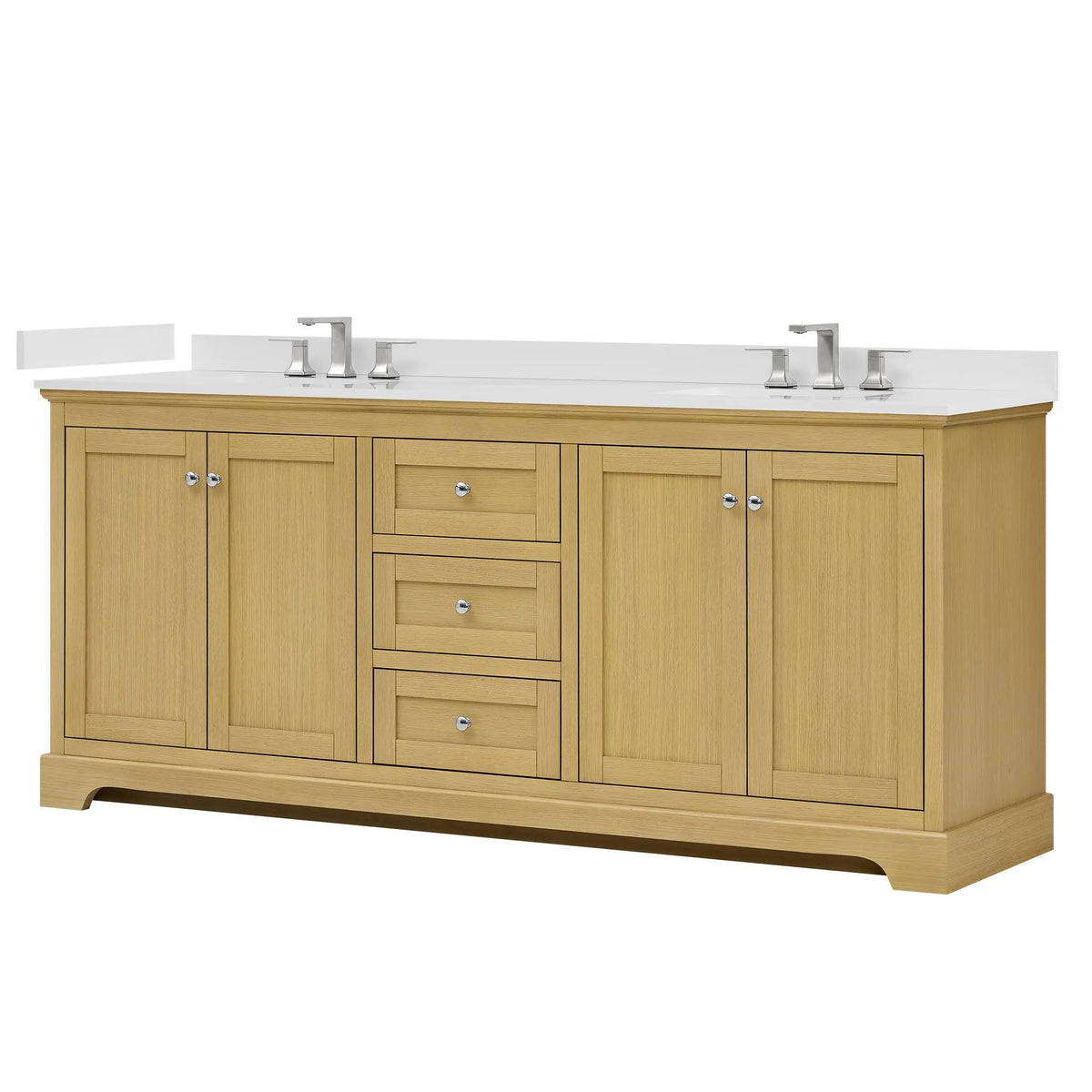 80" Avery Double Bathroom Vanity Honey Oak Polished Chrome Trim by wyndham View 40