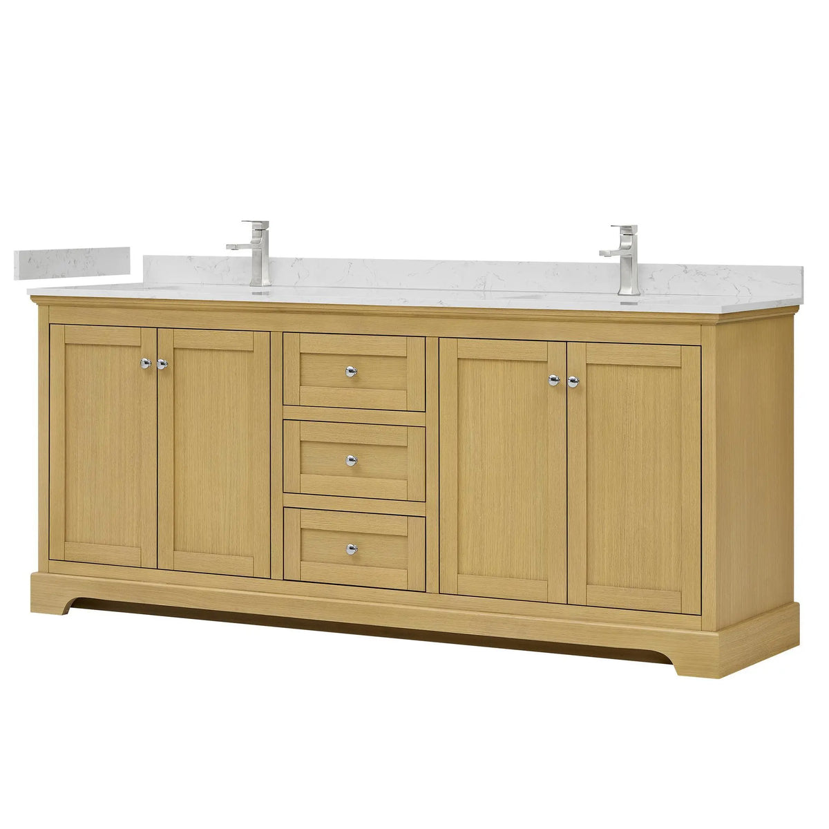80" Avery Double Bathroom Vanity Honey Oak Polished Chrome Trim by wyndham View 5