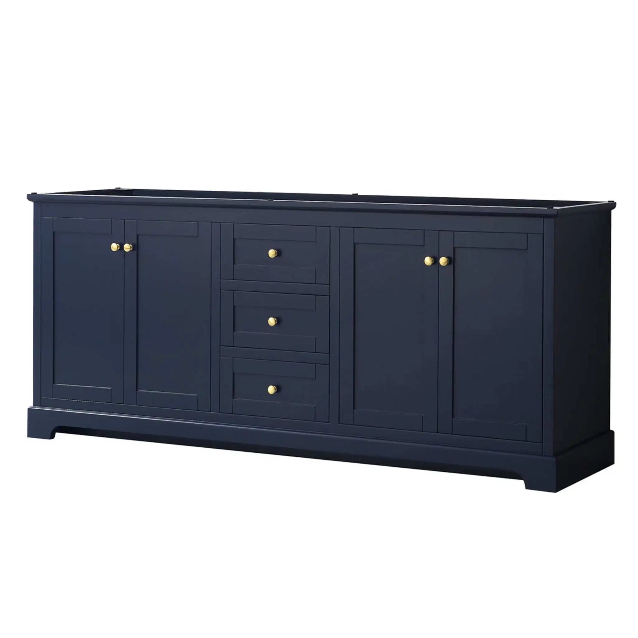 80" Avery Double Bathroom Vanity in Dark Blue with Brushed Gold Trim by Wyndham