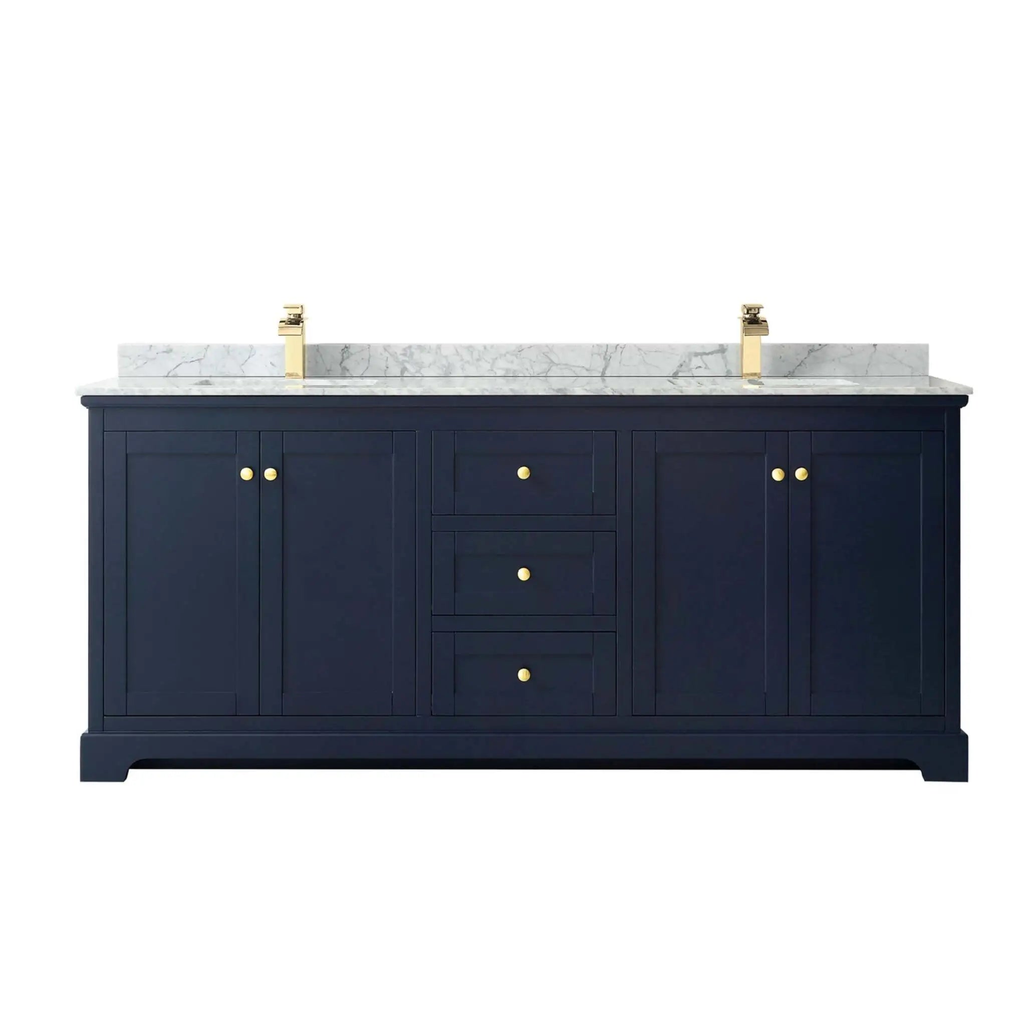 80" Avery Double Bathroom Vanity in Dark Blue with Brushed Gold Trim by Wyndham