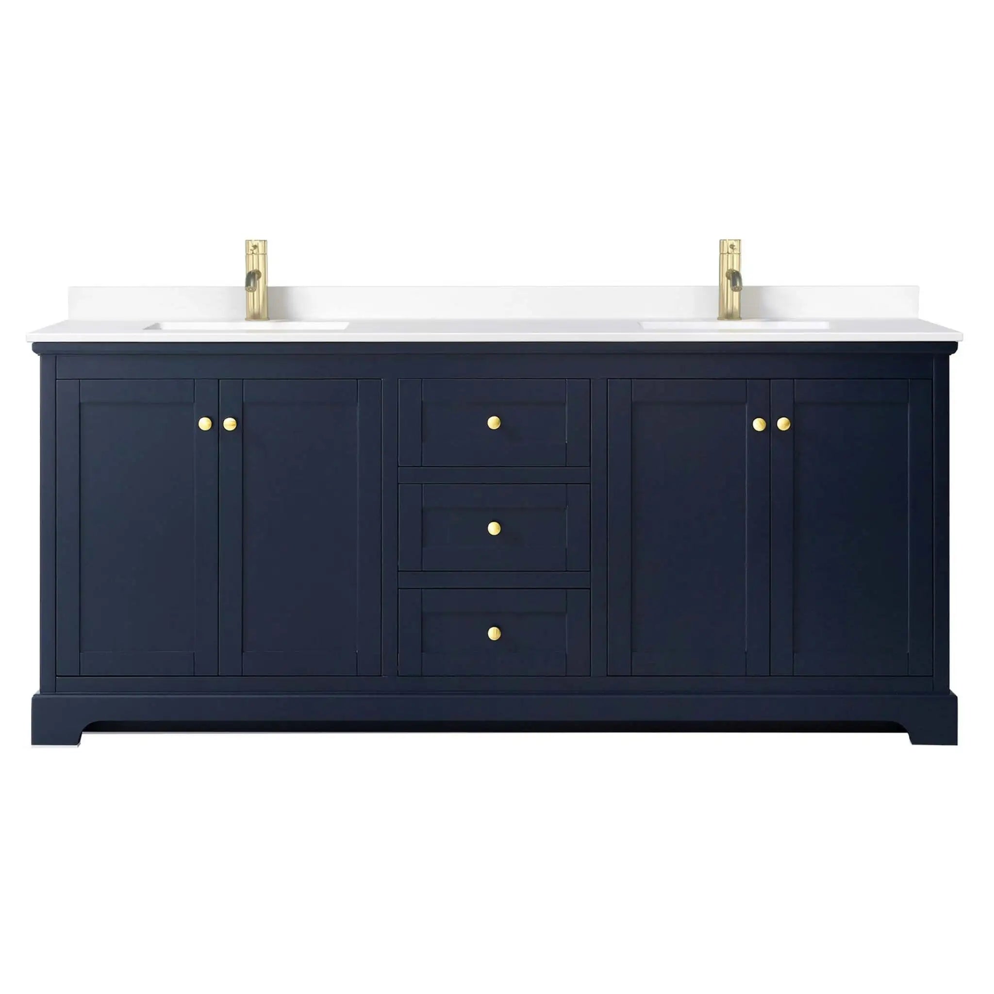 80" Avery Double Bathroom Vanity in Dark Blue with Brushed Gold Trim by Wyndham