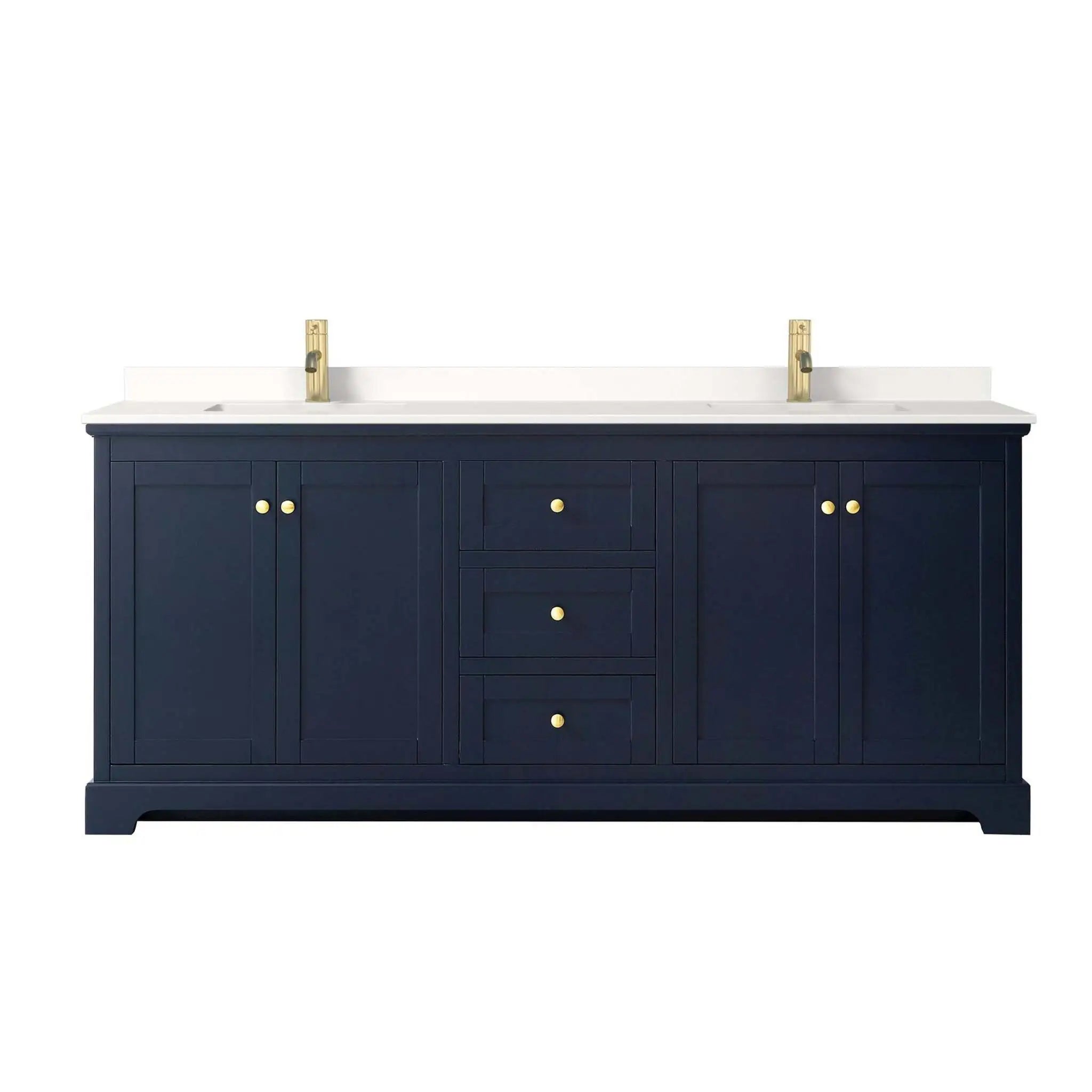 80" Avery Double Bathroom Vanity in Dark Blue with Brushed Gold Trim by Wyndham