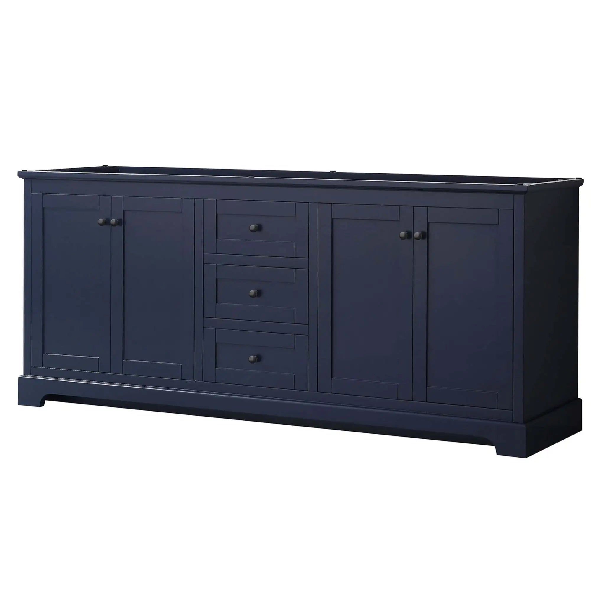 80" Avery Double Bathroom Vanity in Dark Blue with Matte Black Trim by Wyndham