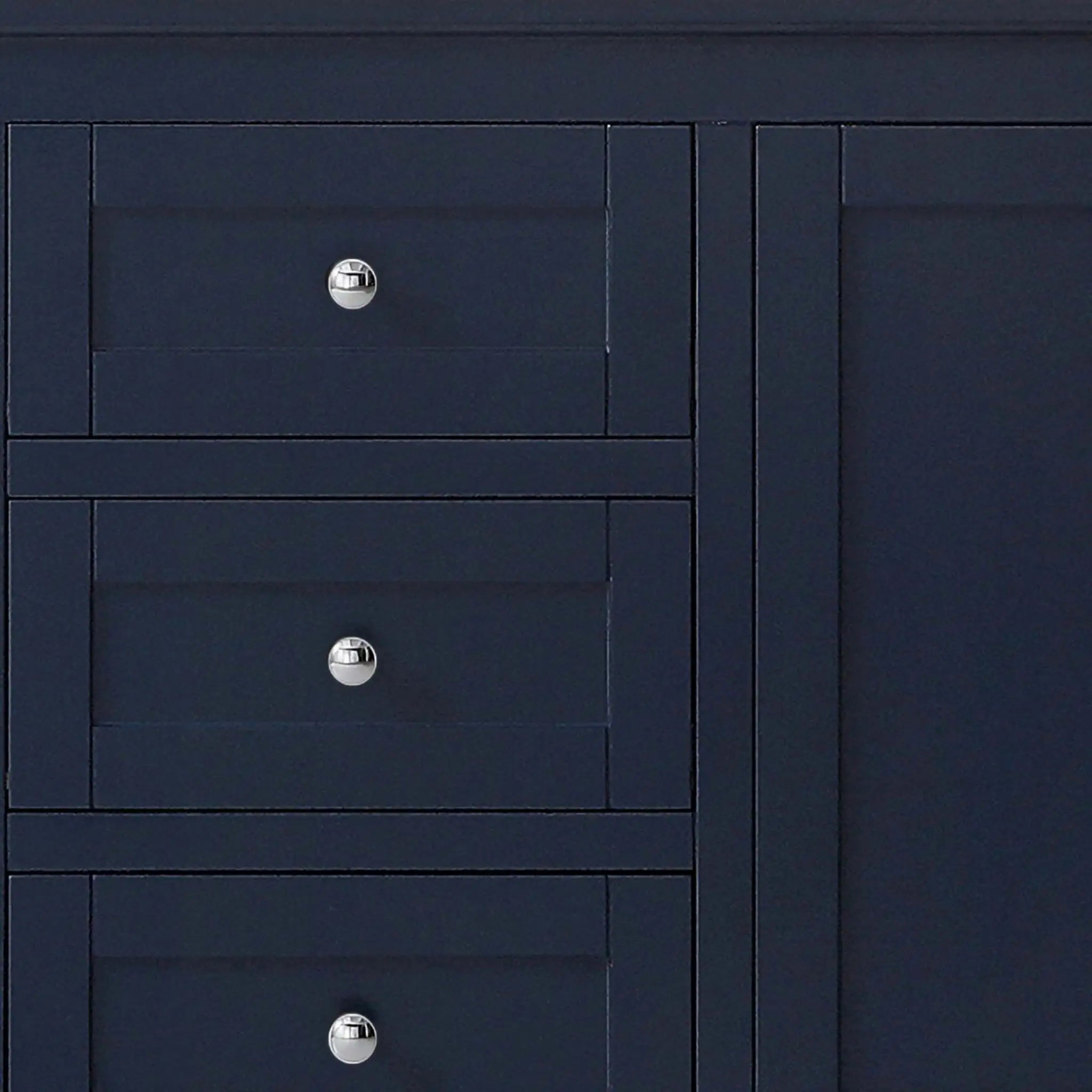 80" Avery Double Bathroom Vanity in Dark Blue with Polished Chrome Trim & 70" Mirror by Wyndham