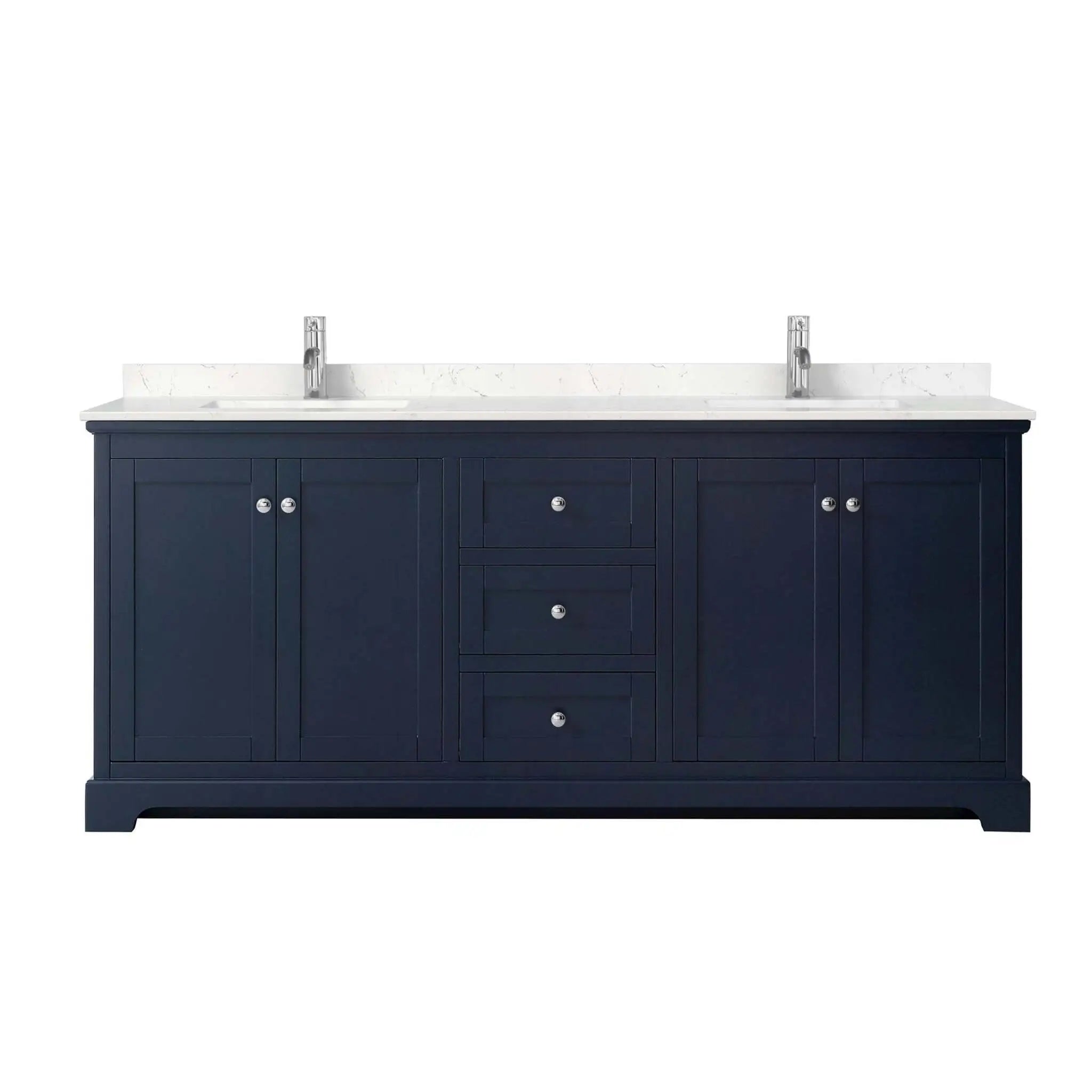 80" Avery Double Bathroom Vanity in Dark Blue with Polished Chrome Trim by Wyndham