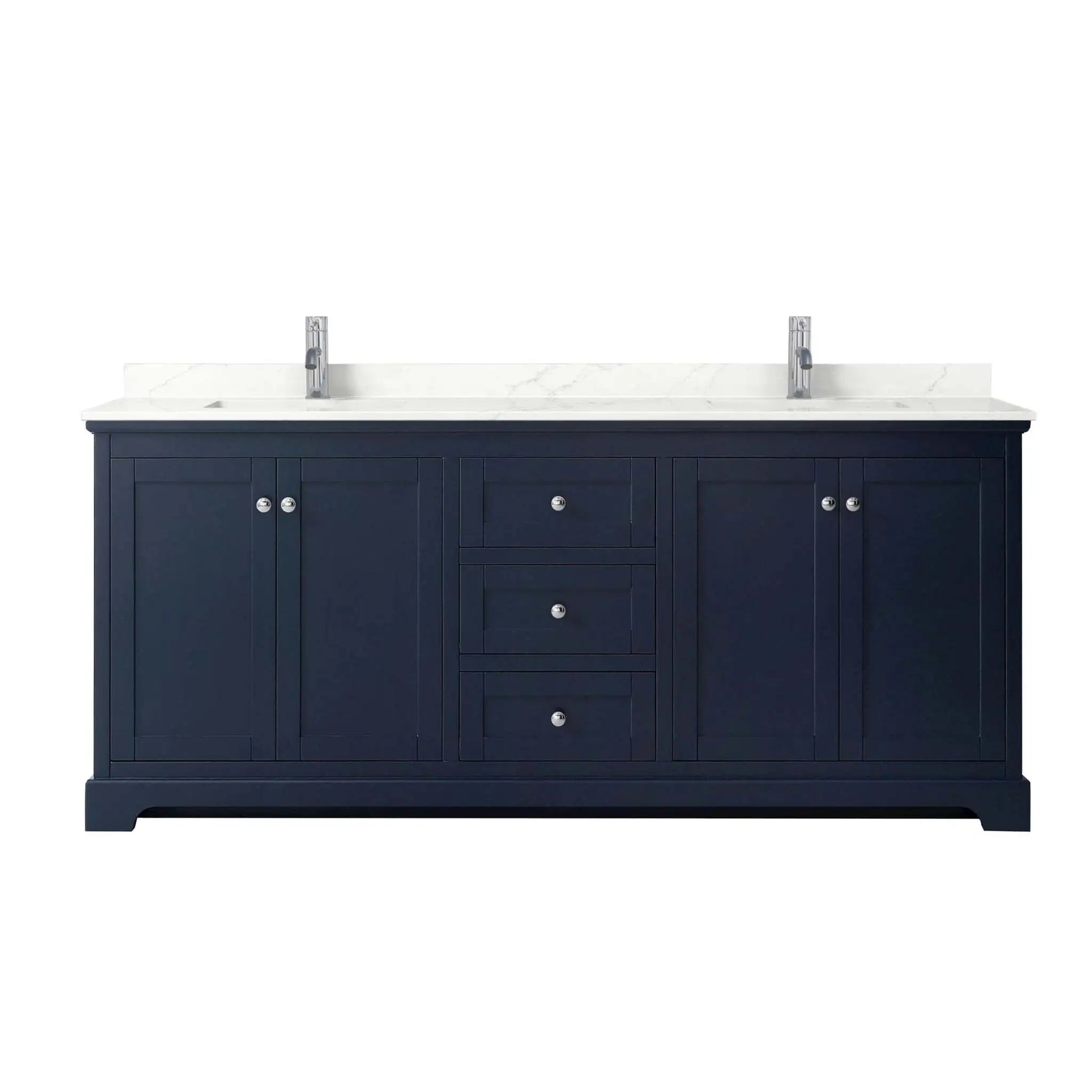 80" Avery Double Bathroom Vanity in Dark Blue with Polished Chrome Trim by Wyndham