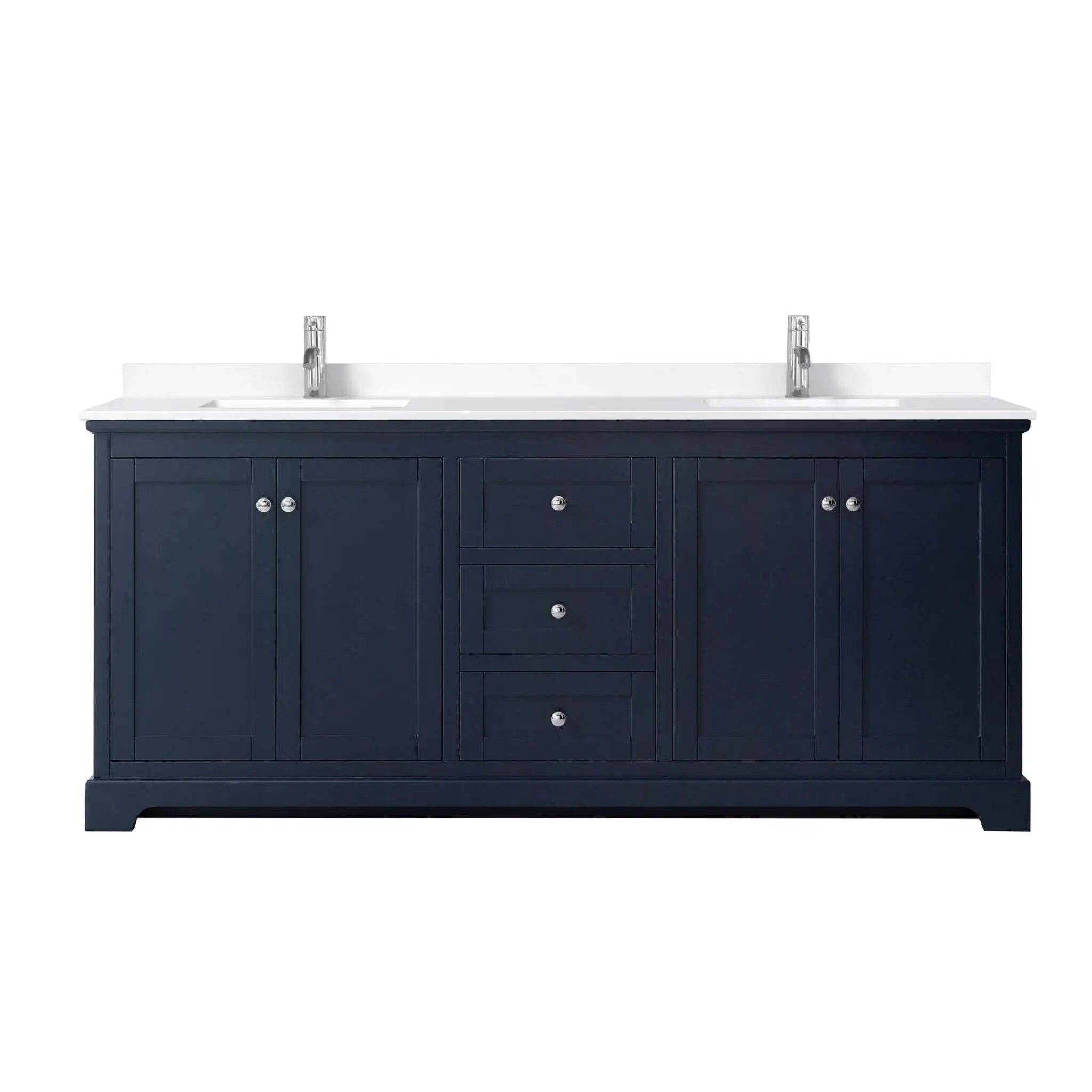 80" Avery Double Bathroom Vanity in Dark Blue with Polished Chrome Trim by Wyndham