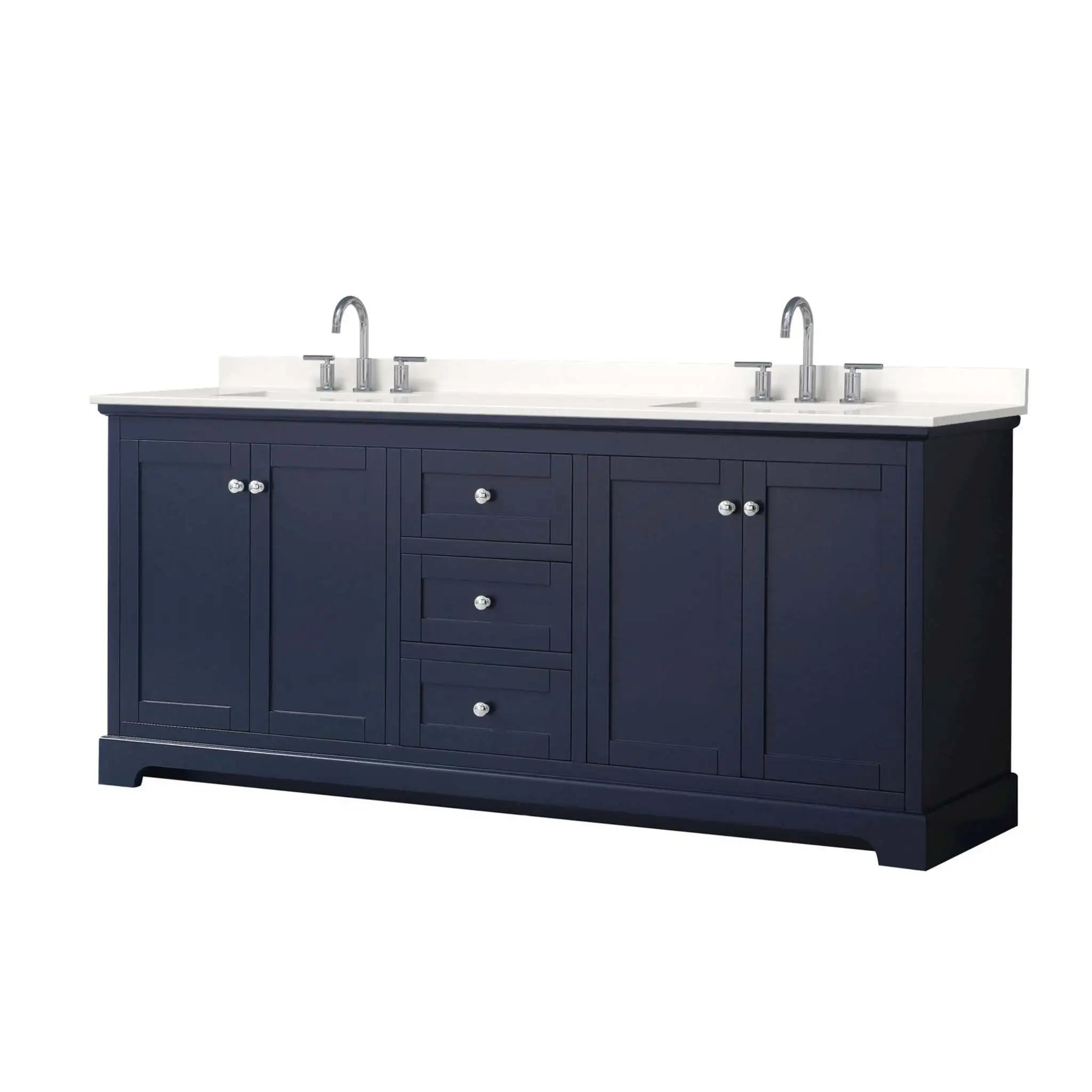 80" Avery Double Bathroom Vanity in Dark Blue with Polished Chrome Trim by Wyndham