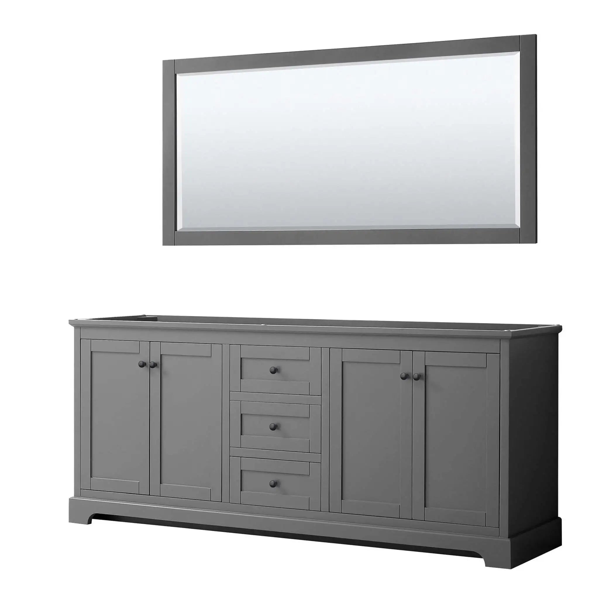 80" Avery Double Bathroom Vanity in Dark Gray with Matte Black Trim & 70" Mirror by Wyndham