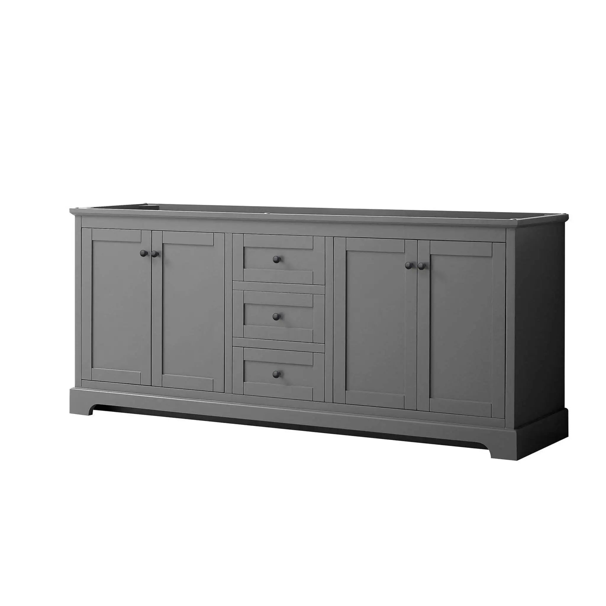 80" Avery Double Bathroom Vanity in Dark Gray with Matte Black Trim by Wyndham