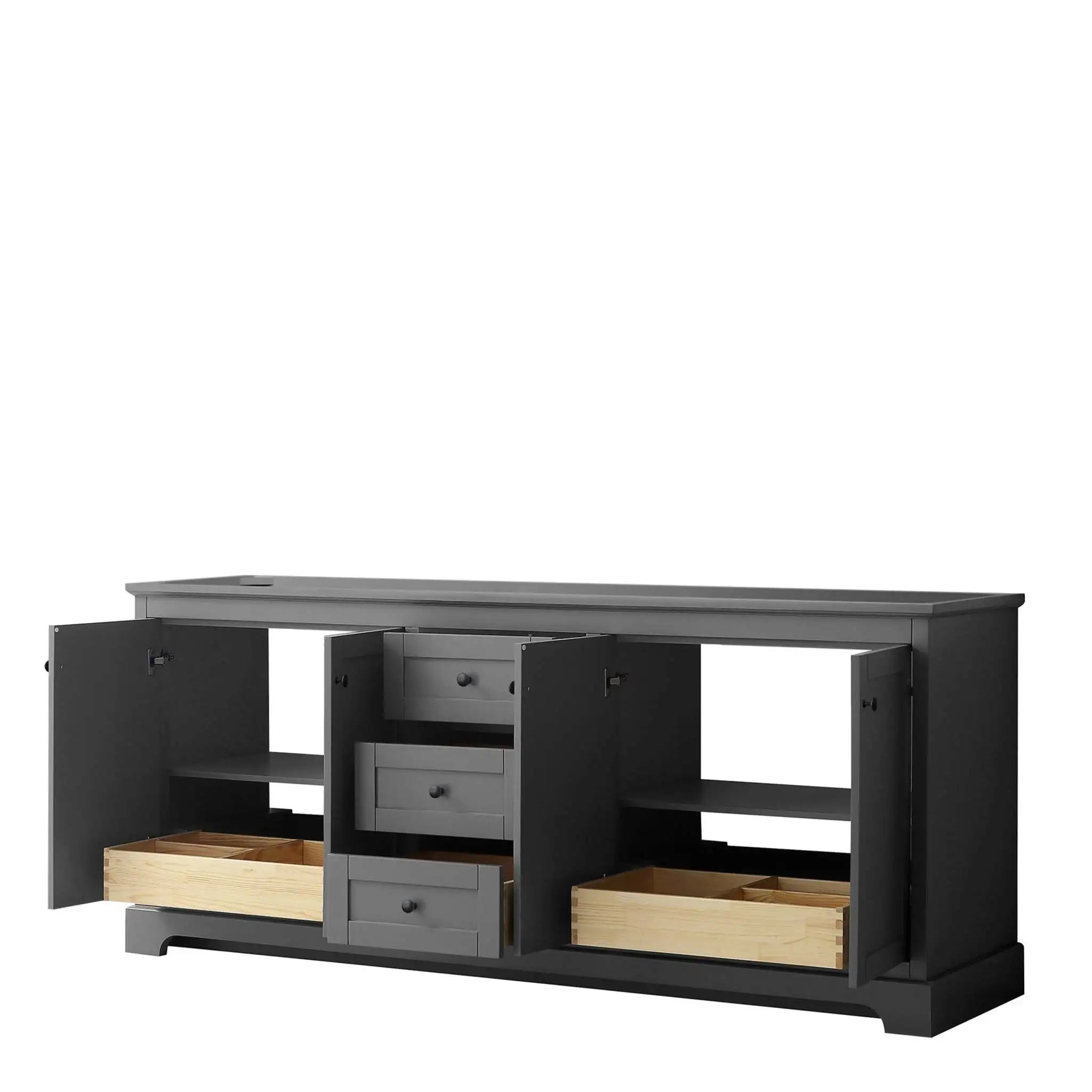 80" Avery Double Bathroom Vanity in Dark Gray with Matte Black Trim by Wyndham
