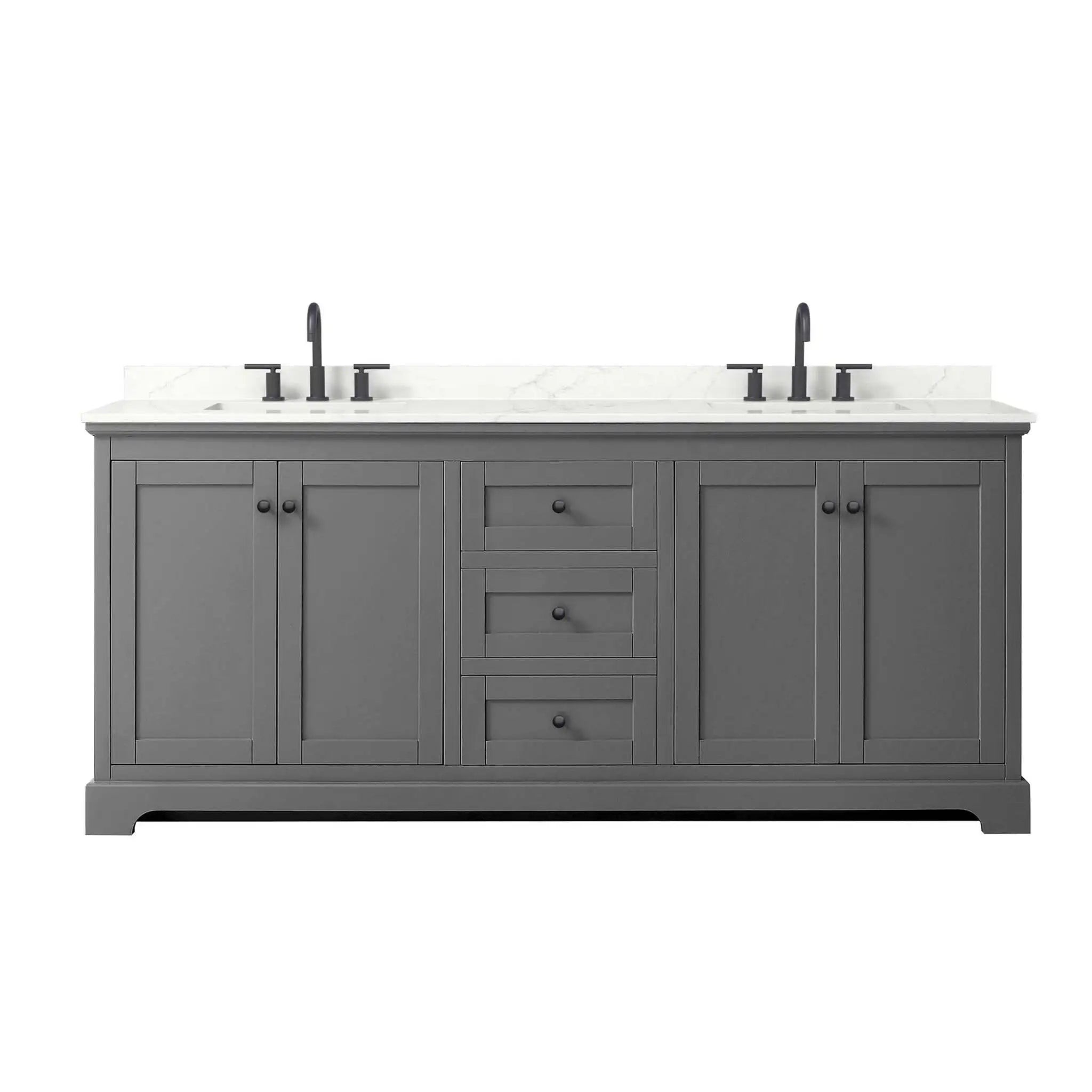 80" Avery Double Bathroom Vanity in Dark Gray with Matte Black Trim by Wyndham