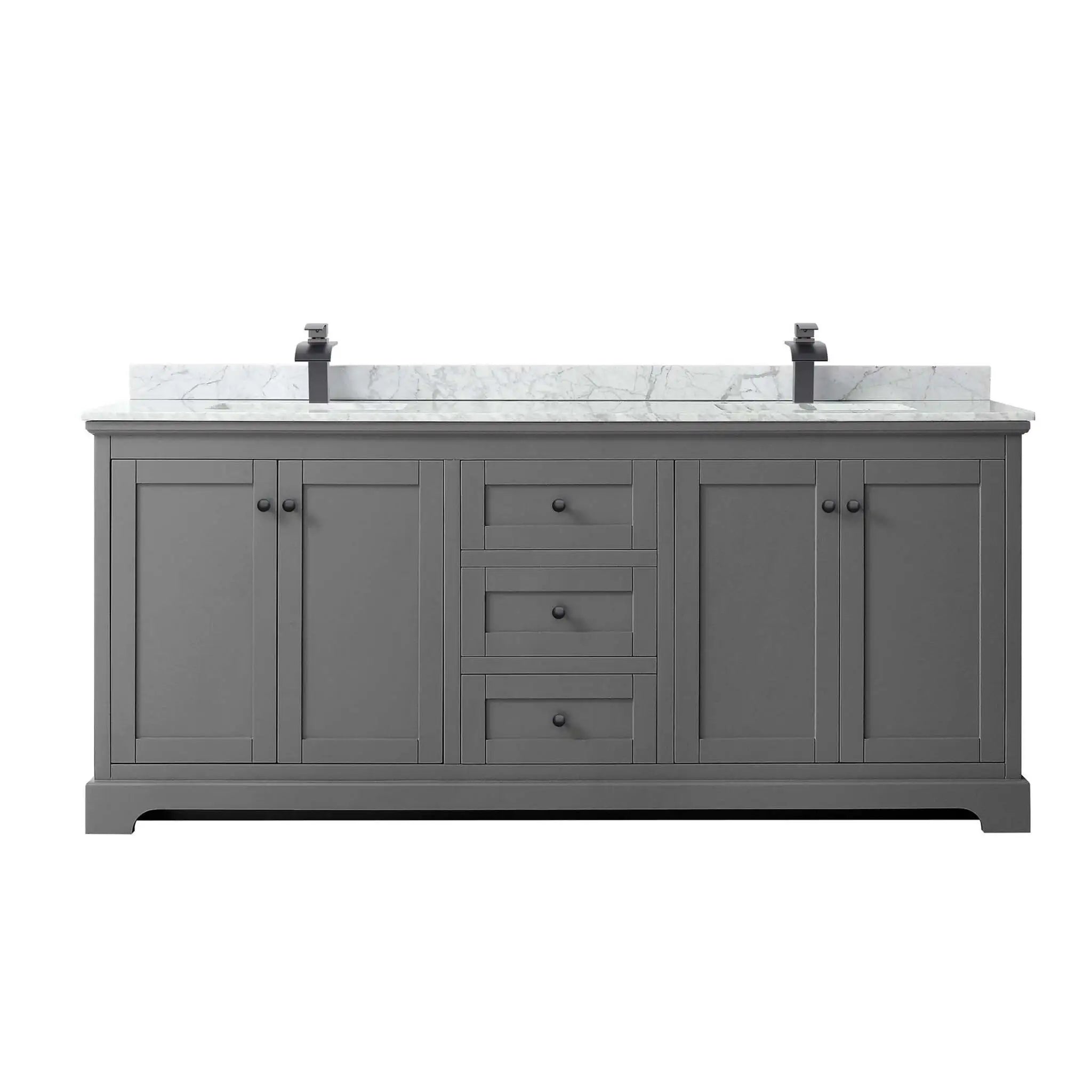 80" Avery Double Bathroom Vanity in Dark Gray with Matte Black Trim by Wyndham