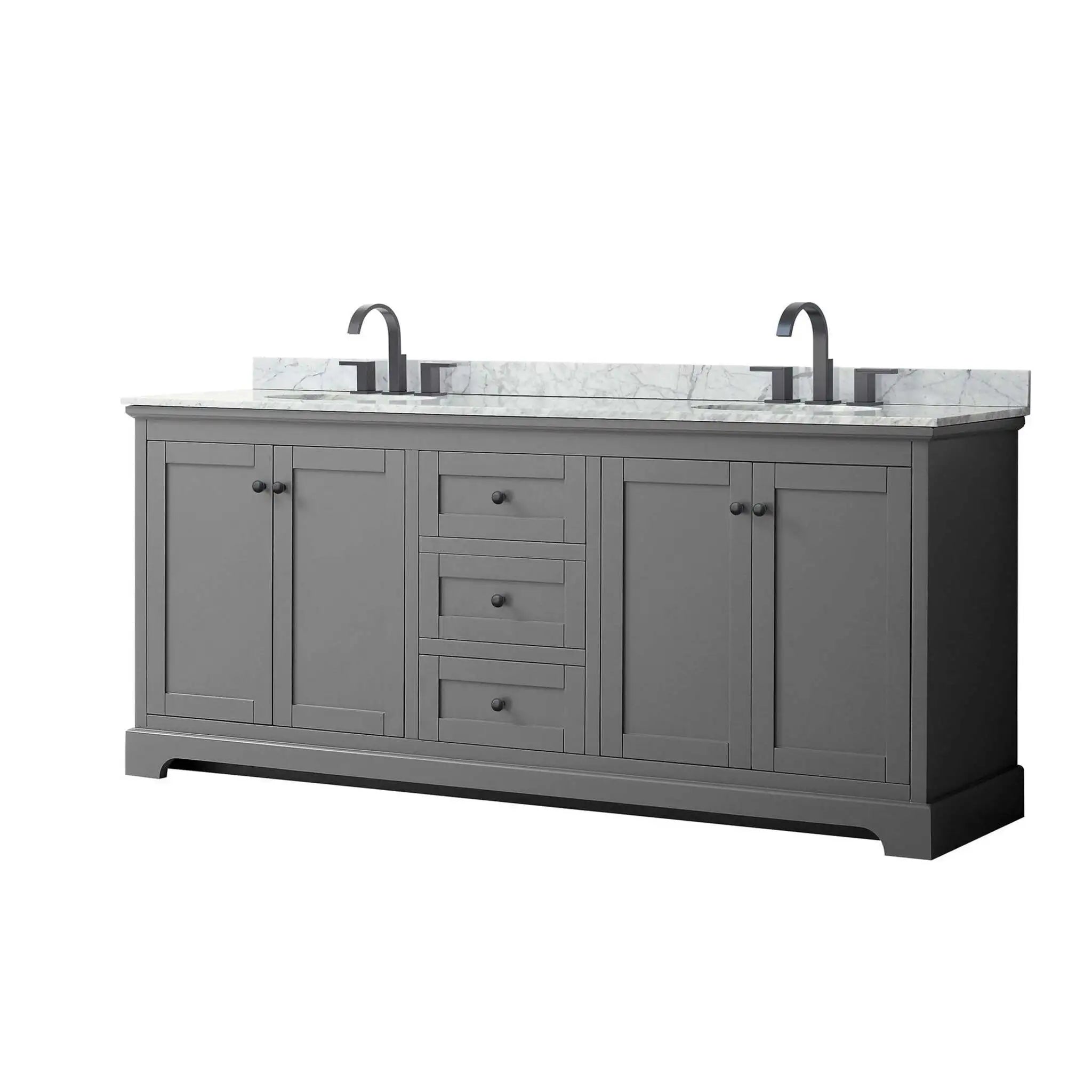 80" Avery Double Bathroom Vanity in Dark Gray with Matte Black Trim by Wyndham