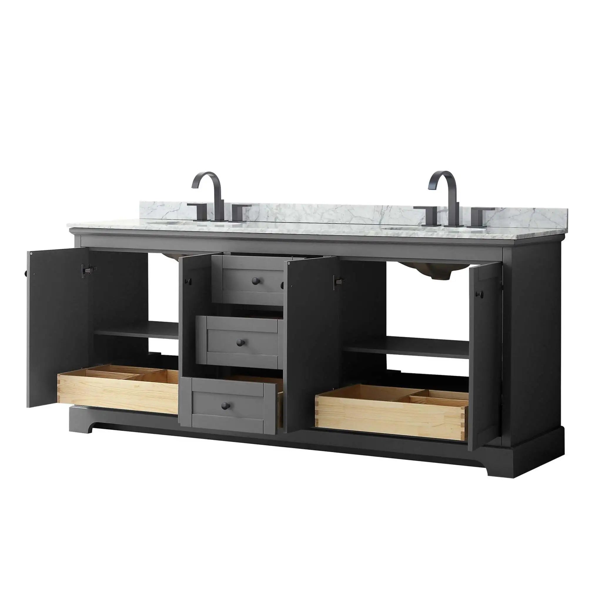 80" Avery Double Bathroom Vanity in Dark Gray with Matte Black Trim by Wyndham