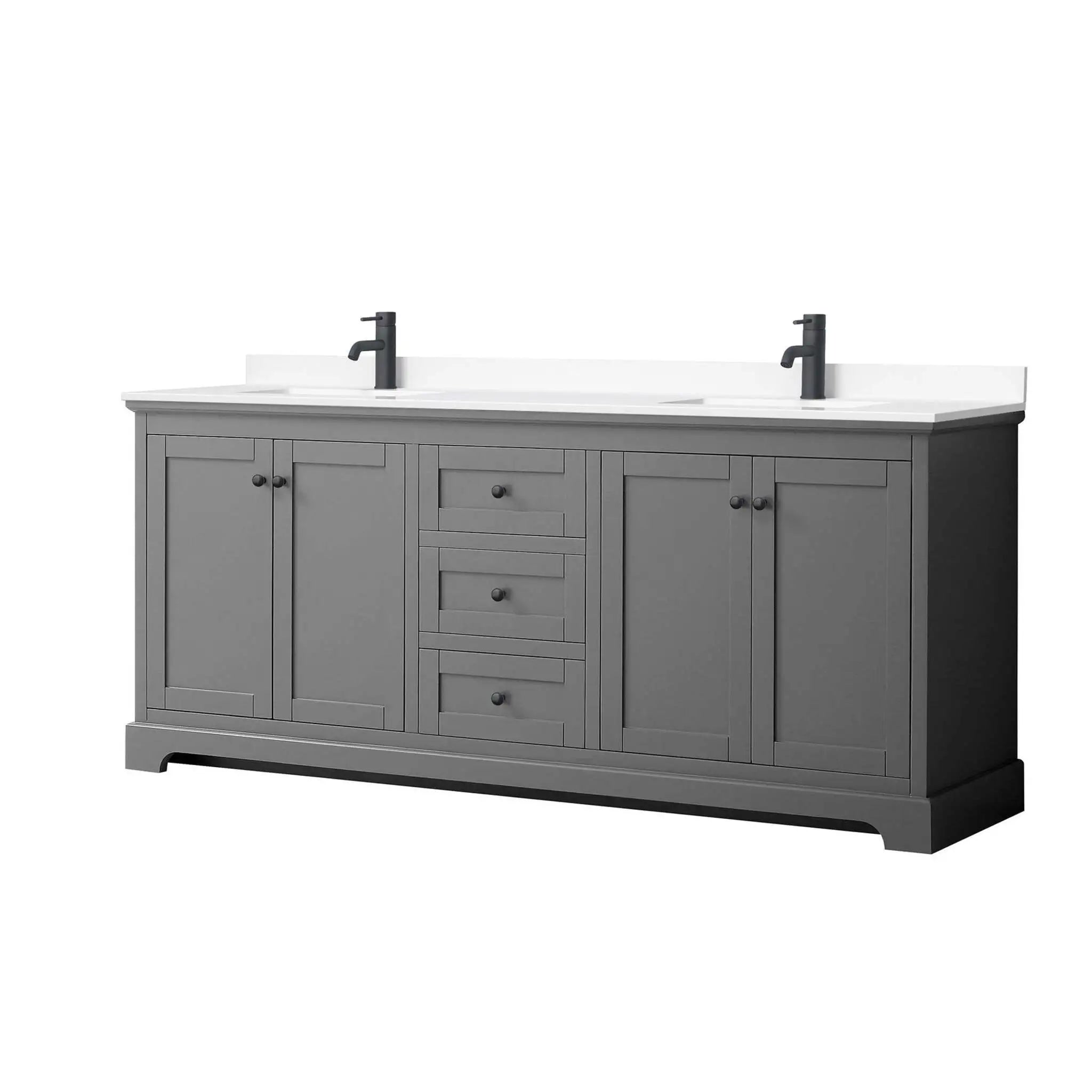 80" Avery Double Bathroom Vanity in Dark Gray with Matte Black Trim by Wyndham