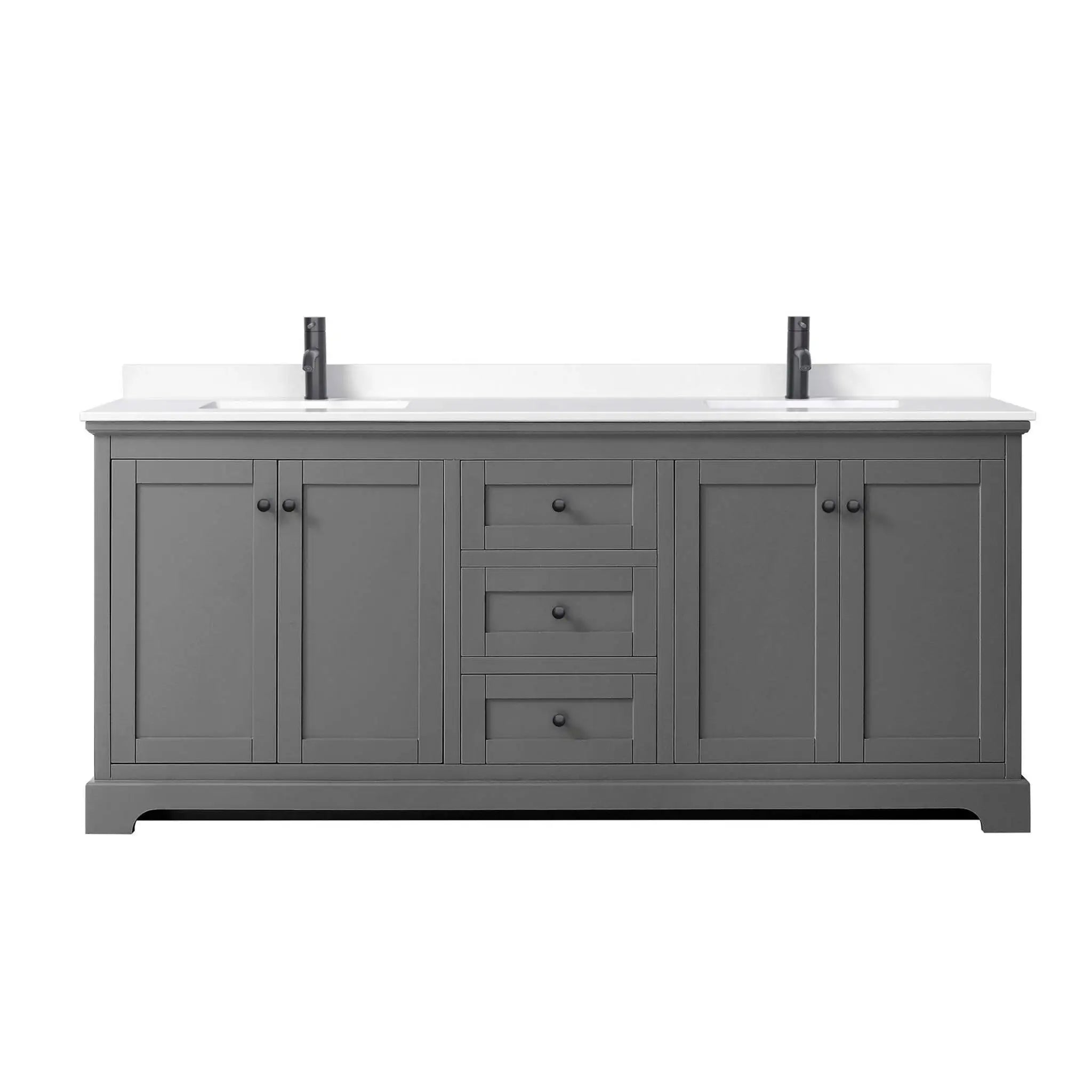 80" Avery Double Bathroom Vanity in Dark Gray with Matte Black Trim by Wyndham
