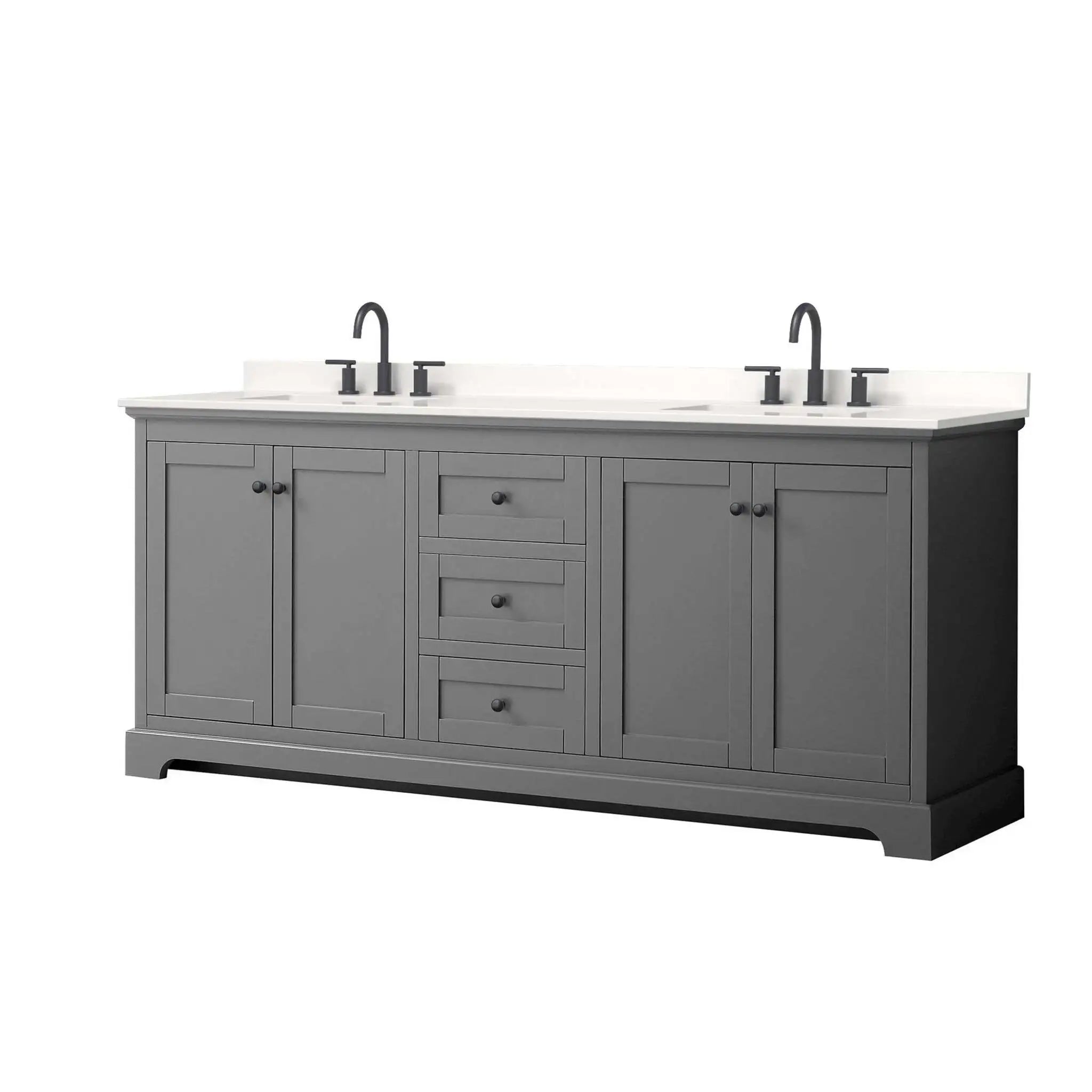80" Avery Double Bathroom Vanity in Dark Gray with Matte Black Trim by Wyndham