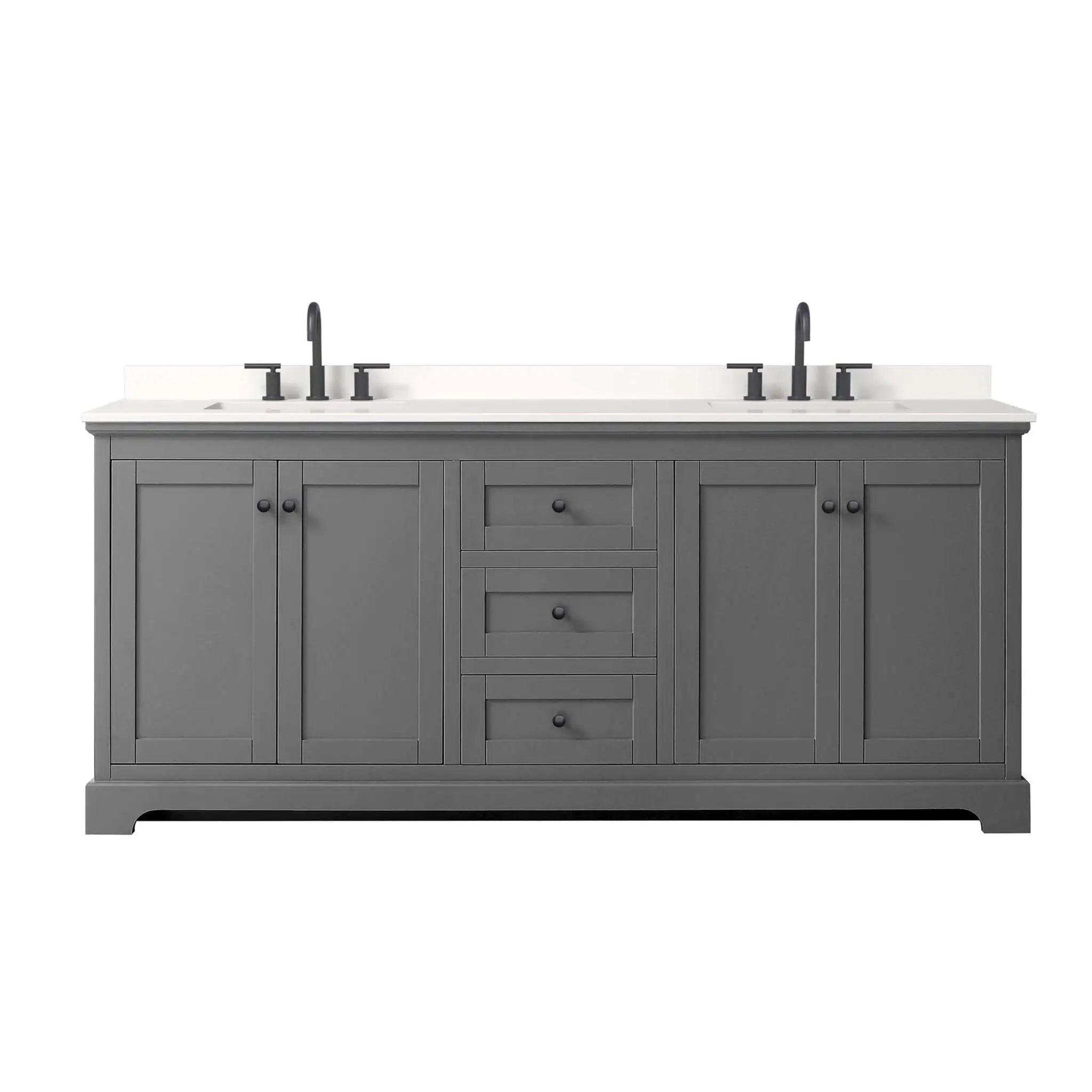 80" Avery Double Bathroom Vanity in Dark Gray with Matte Black Trim by Wyndham