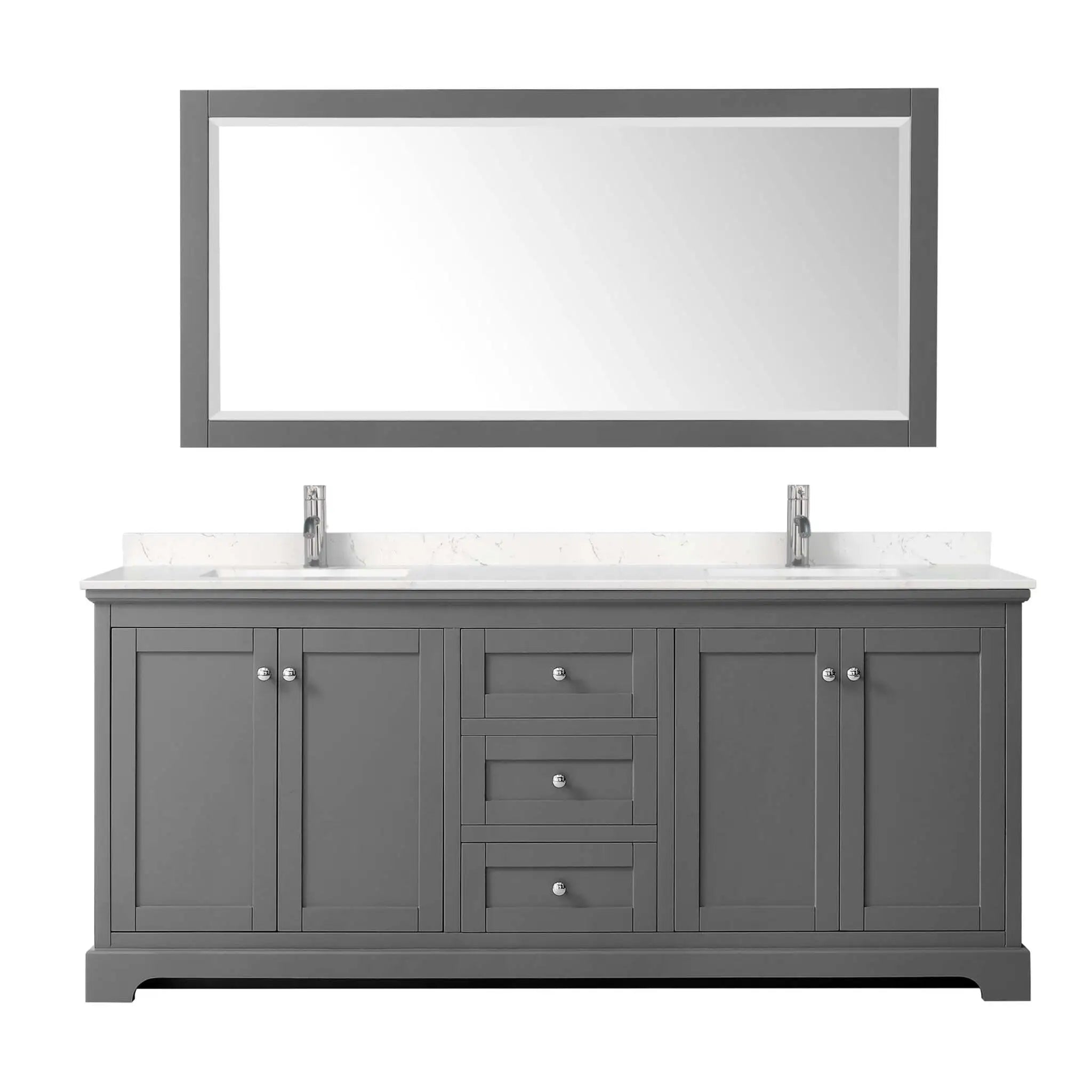 80" Avery Double Bathroom Vanity in Dark Gray with Polished Chrome Trim & 70" Mirror by Wyndham