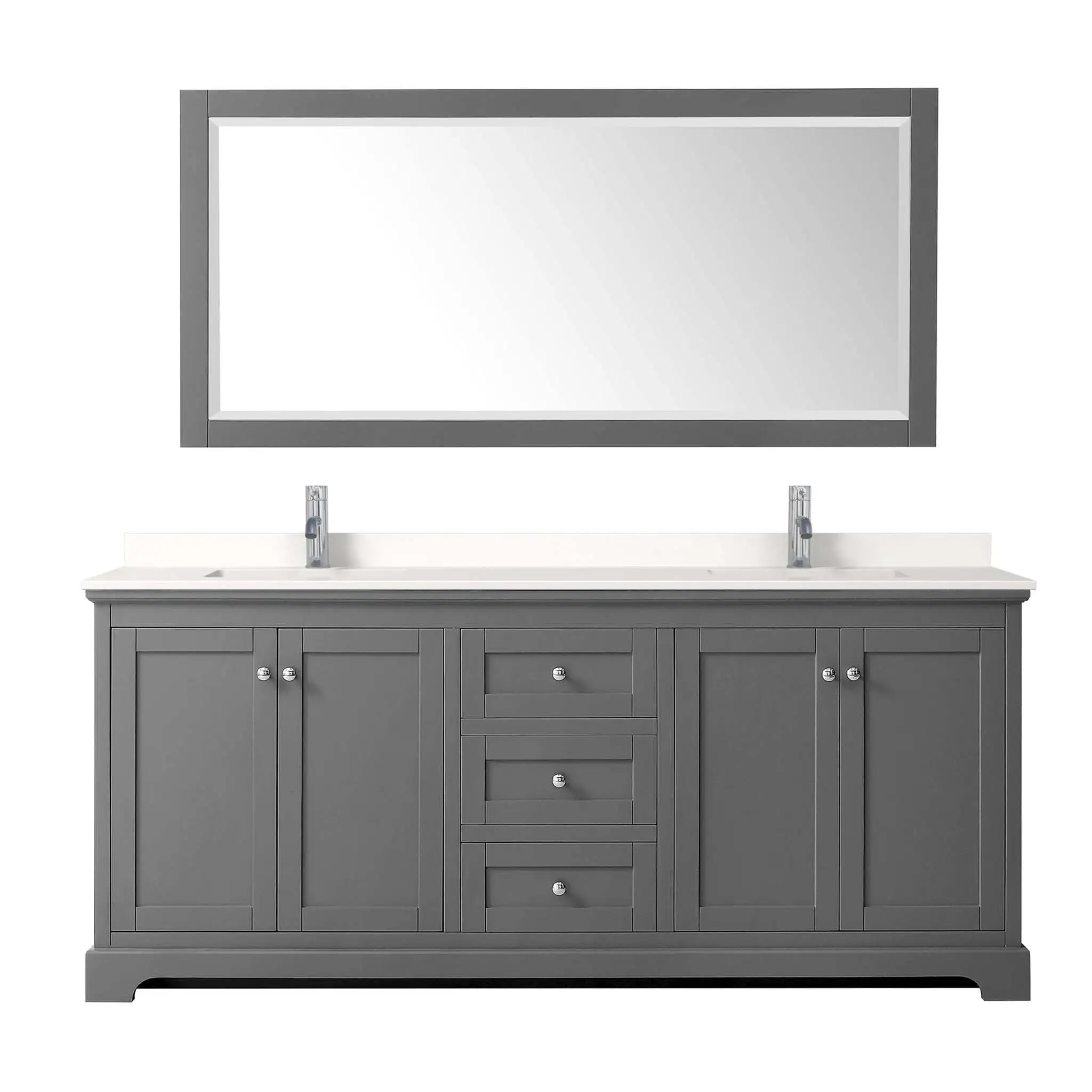 80" Avery Double Bathroom Vanity in Dark Gray with Polished Chrome Trim & 70" Mirror by Wyndham