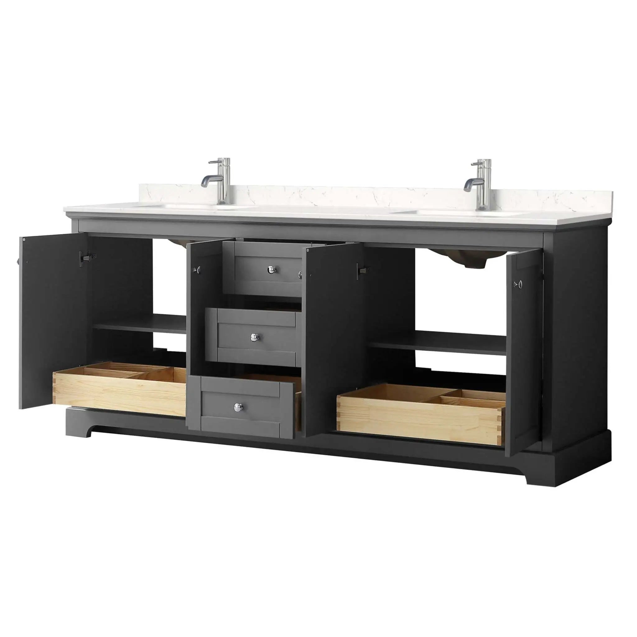 80" Avery Double Bathroom Vanity in Dark Gray with Polished Chrome Trim by Wyndham