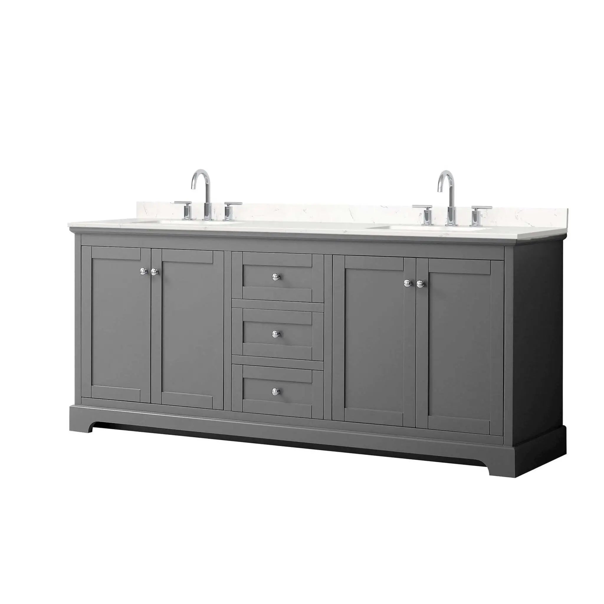 80" Avery Double Bathroom Vanity in Dark Gray with Polished Chrome Trim by Wyndham