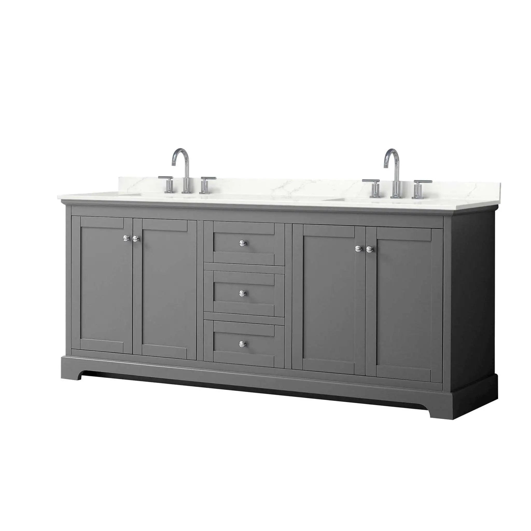 80" Avery Double Bathroom Vanity in Dark Gray with Polished Chrome Trim by Wyndham