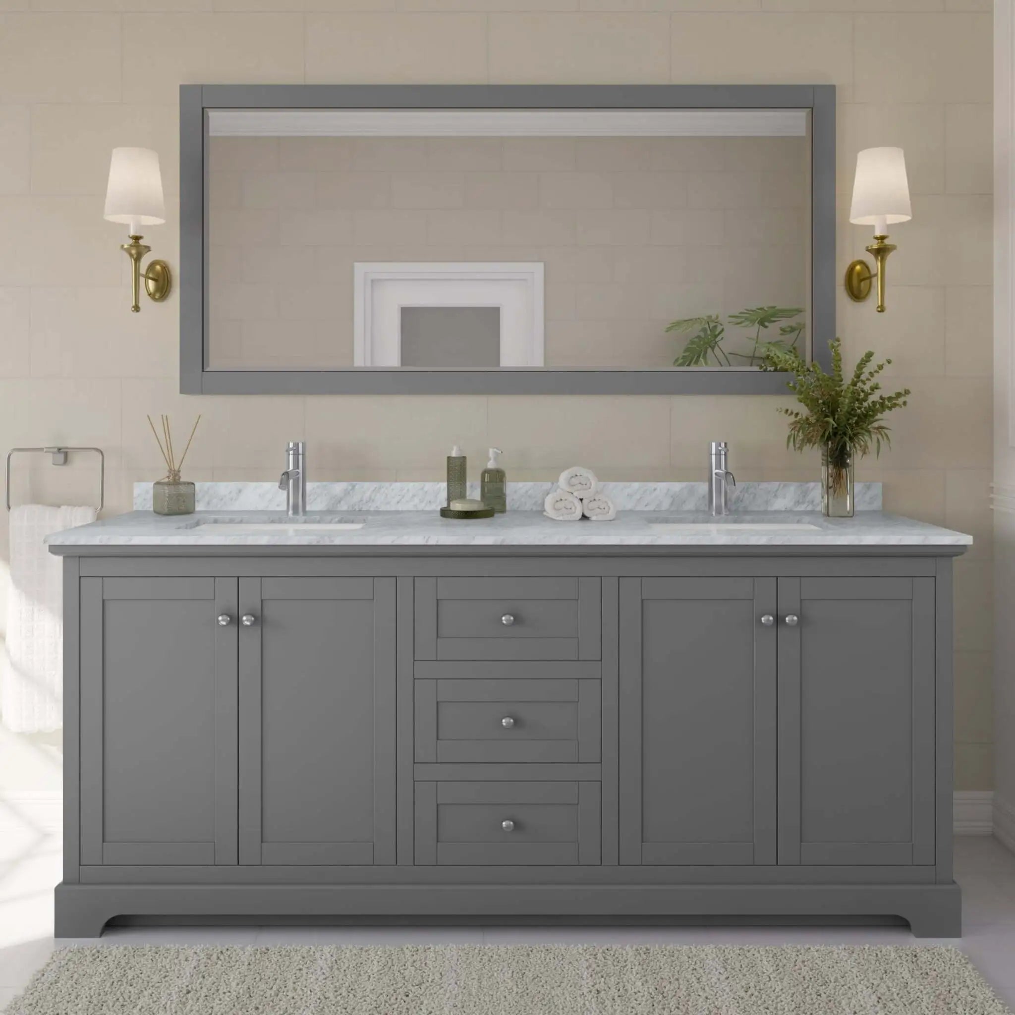 80" Avery Double Bathroom Vanity in Dark Gray with Polished Chrome Trim by Wyndham