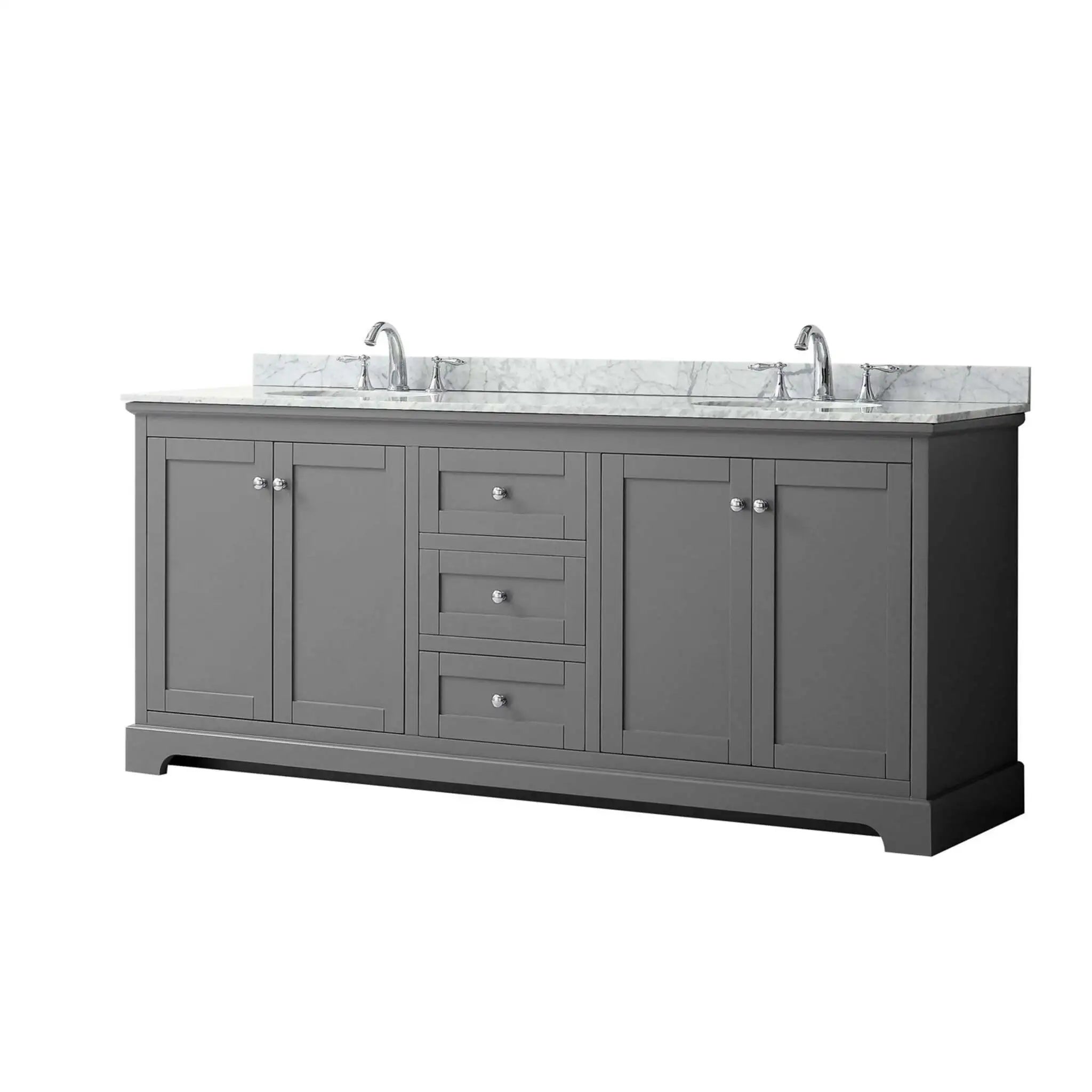 80" Avery Double Bathroom Vanity in Dark Gray with Polished Chrome Trim by Wyndham