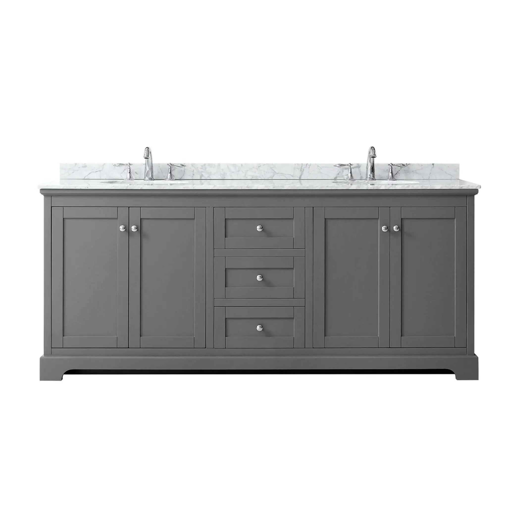 80" Avery Double Bathroom Vanity in Dark Gray with Polished Chrome Trim by Wyndham